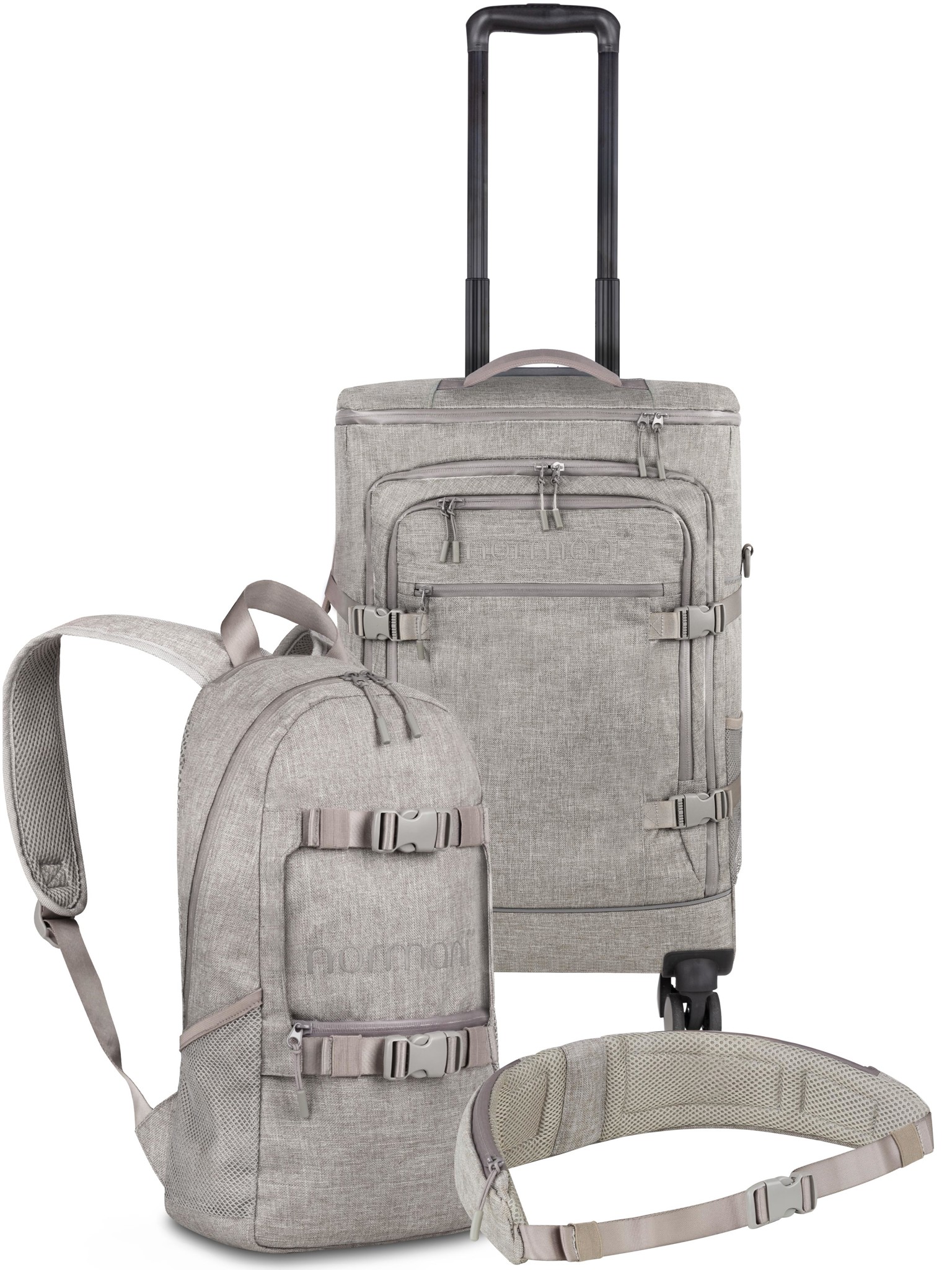 Bild von Reisetrolley mit kleinem 8L Rucksack und Hüftgurt Beige