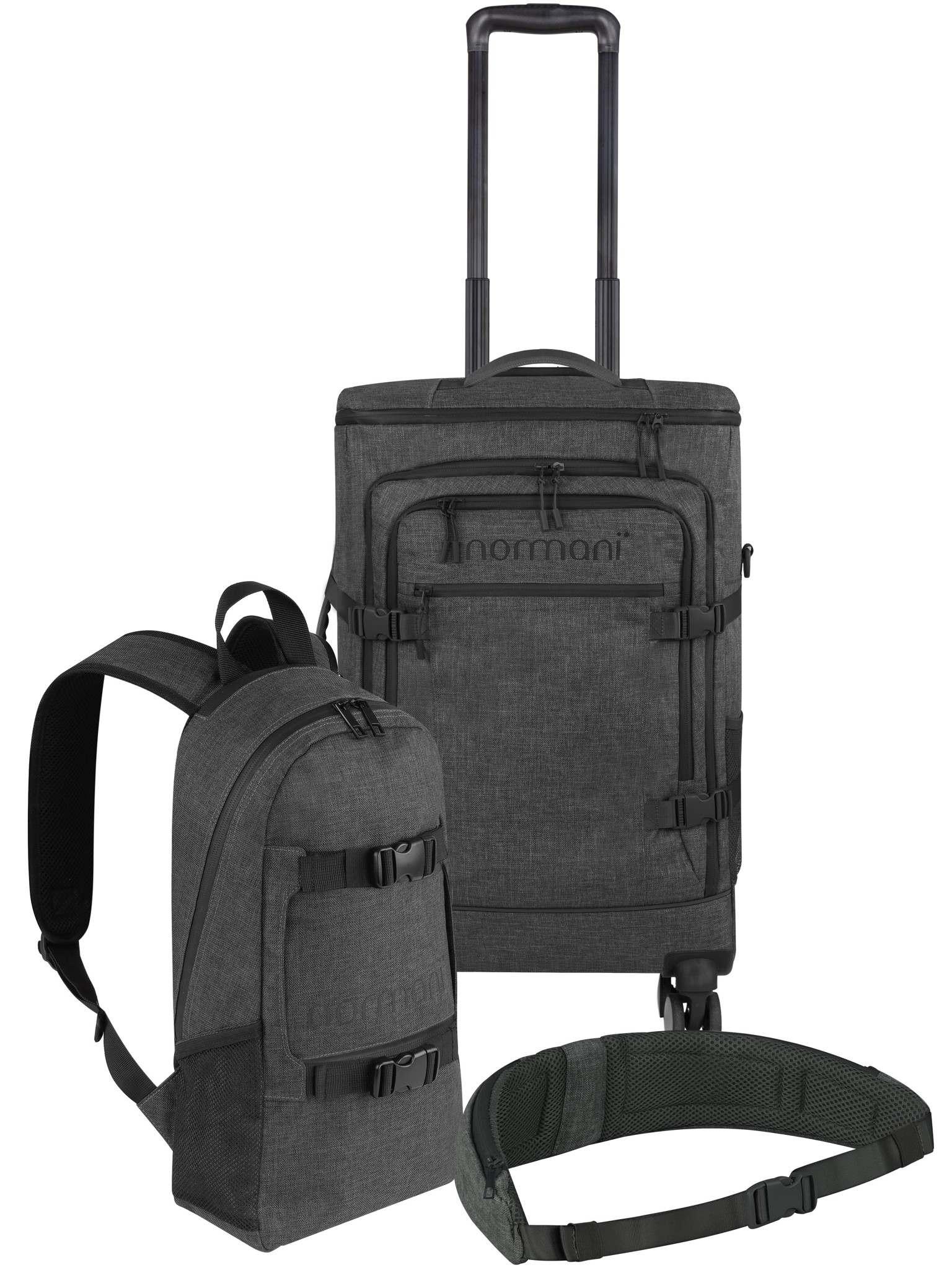 Bild von Reisetrolley mit kleinem 8L Rucksack und Hüftgurt Anthrazit