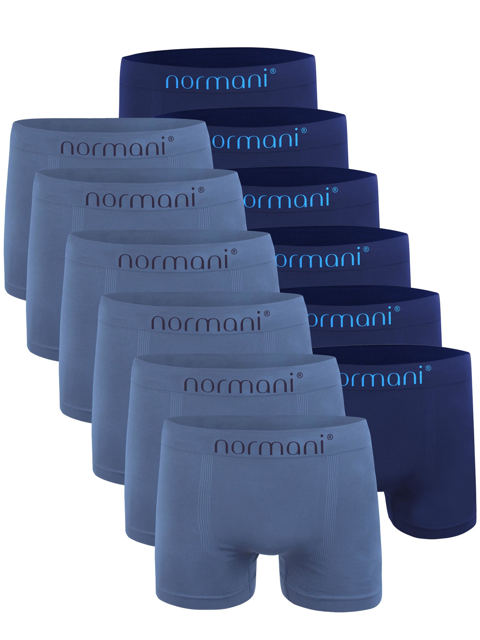 Bild von 12 Stück Mikrofaser-Boxershorts für Herren Blau / Blau/Hellblau