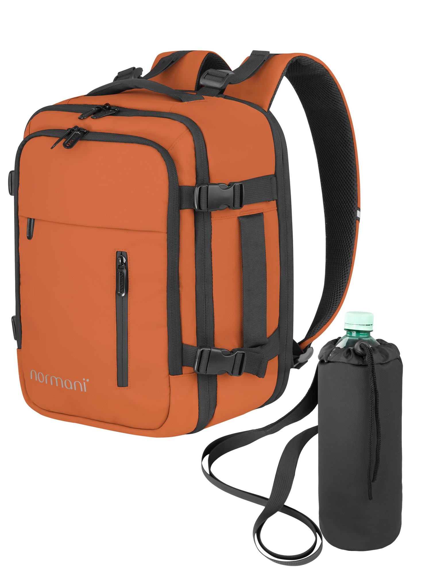 Bild von Erweiterbarer Handgepäck-Rucksack mit Flaschentasche Orange