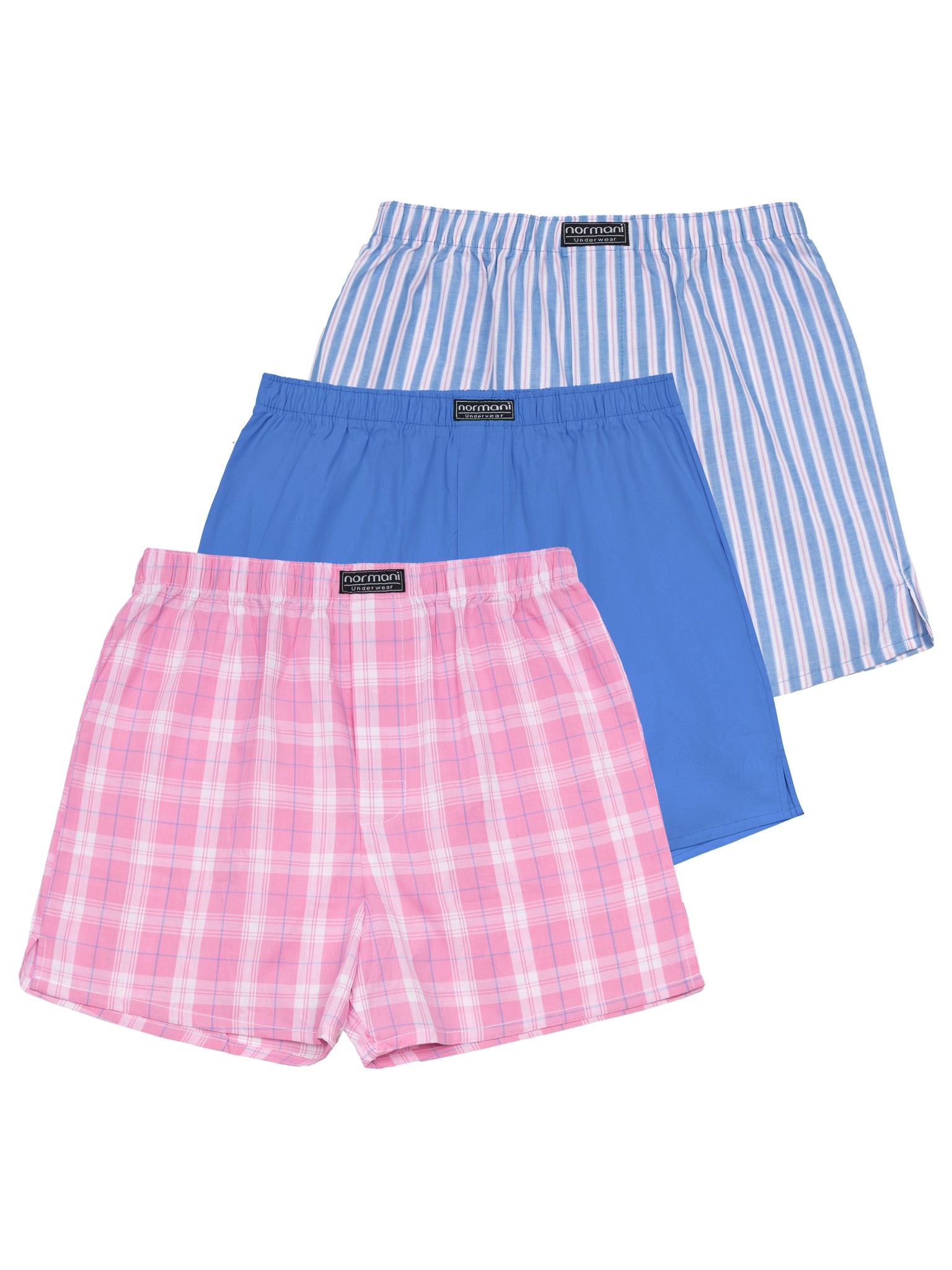 Bild von 3 Stück Herren Web Boxershorts Blau/Pink