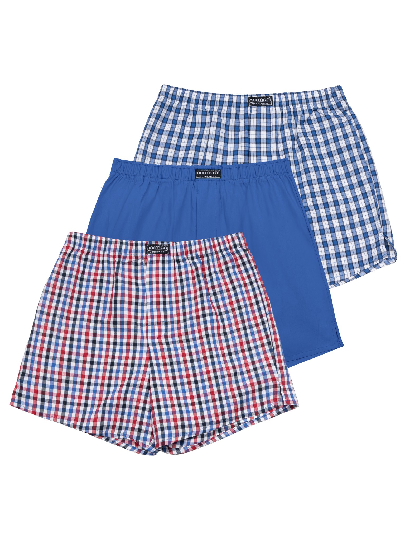 Bild von 3 Stück Herren Web Boxershorts Blau/Rot