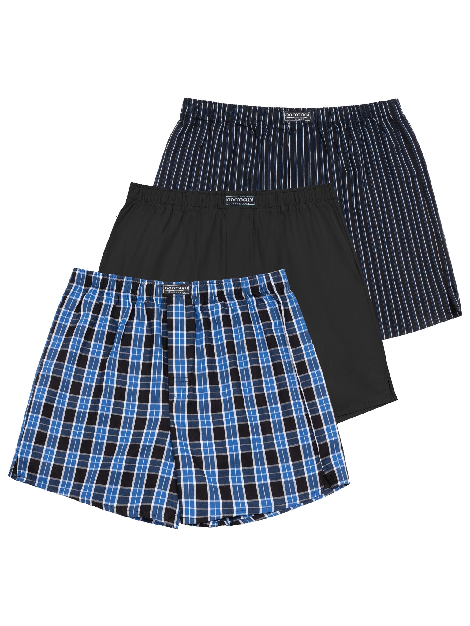 Bild von 3 Stück Herren Web Boxershorts Blau/Schwarz