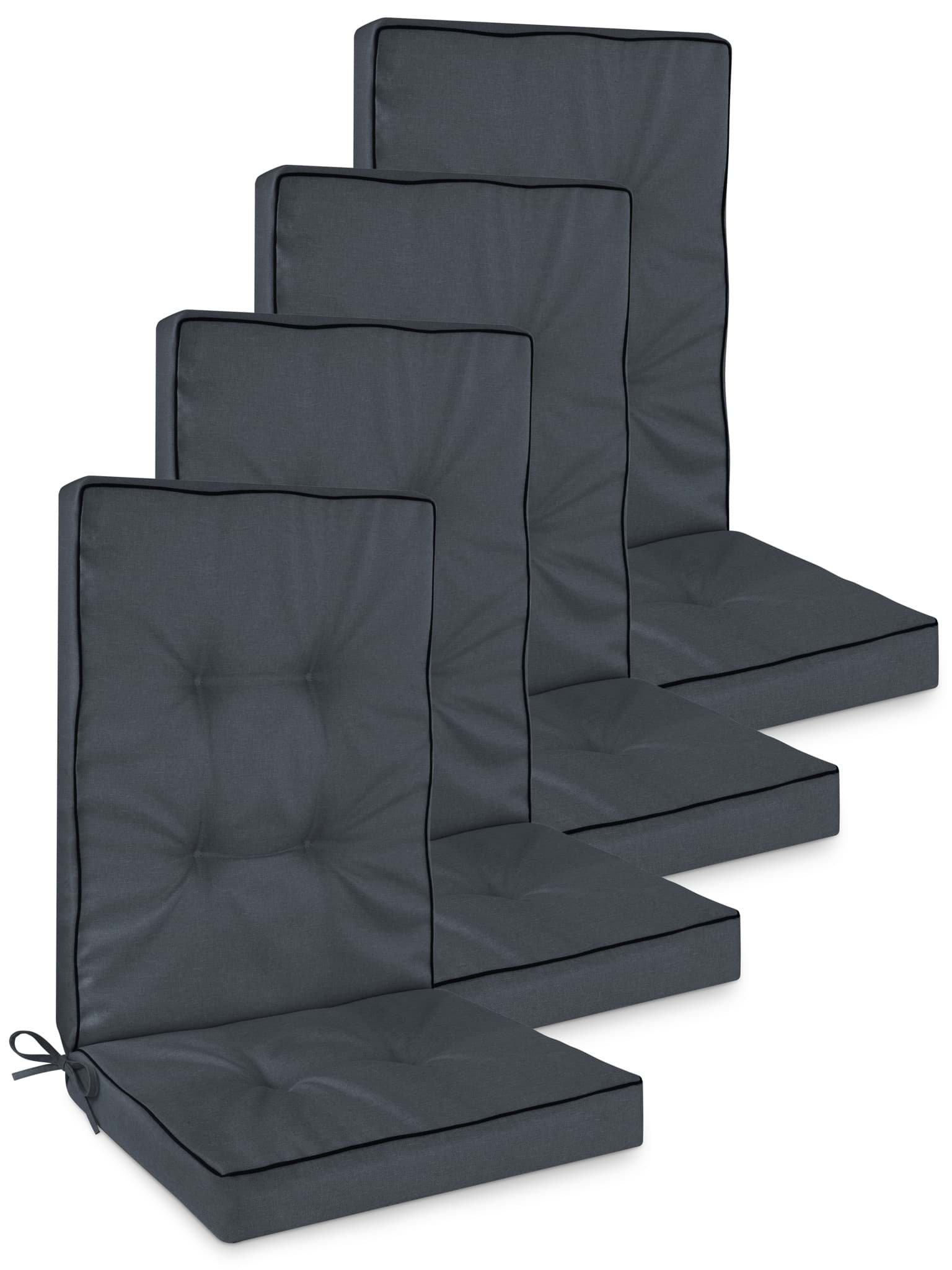 Bild von 4 Hochlehner Stuhlauflagen „Alicante“ Dunkelgrau