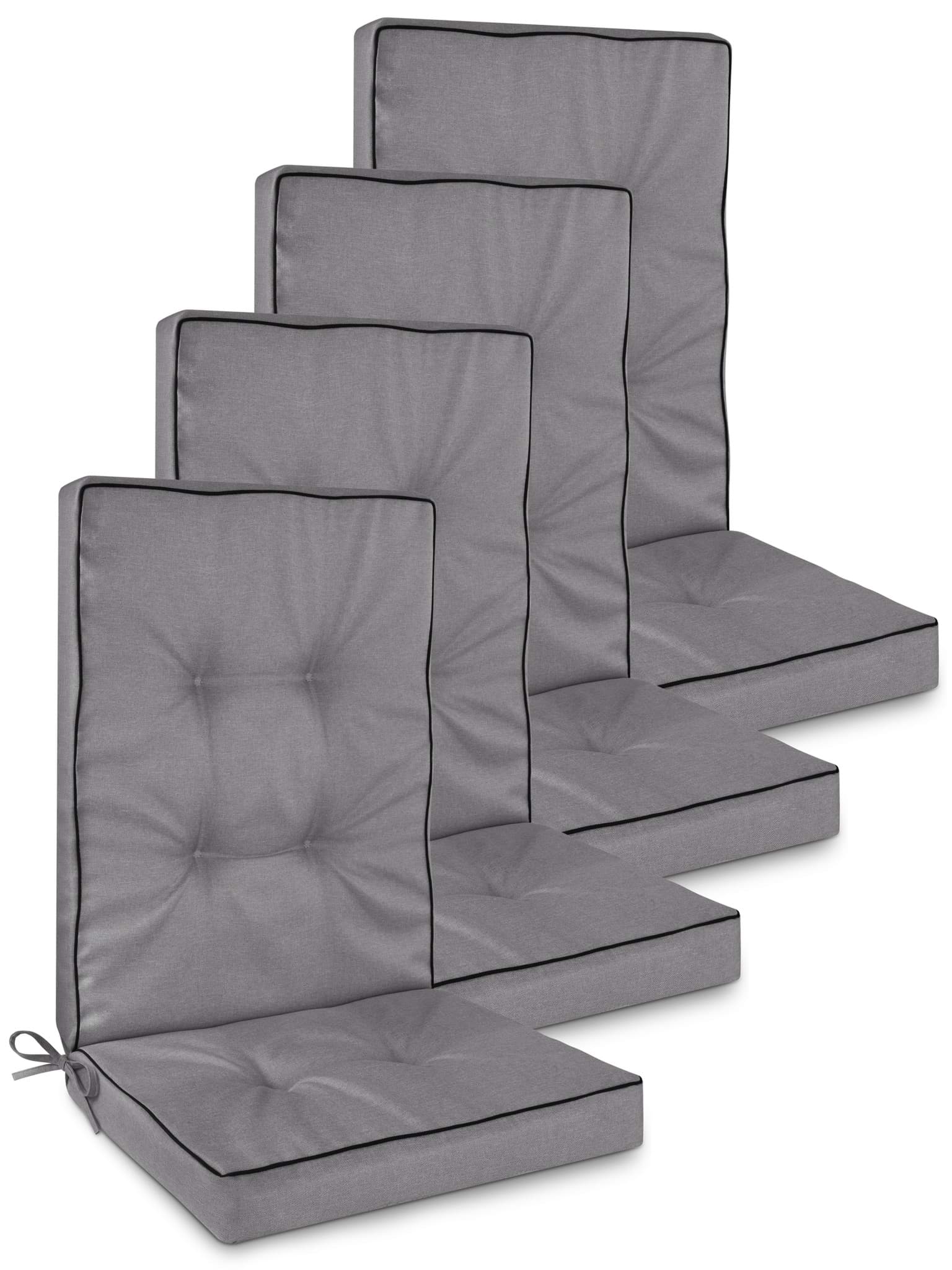 Bild von 4 Hochlehner Stuhlauflagen „Alicante“ Hellgrau