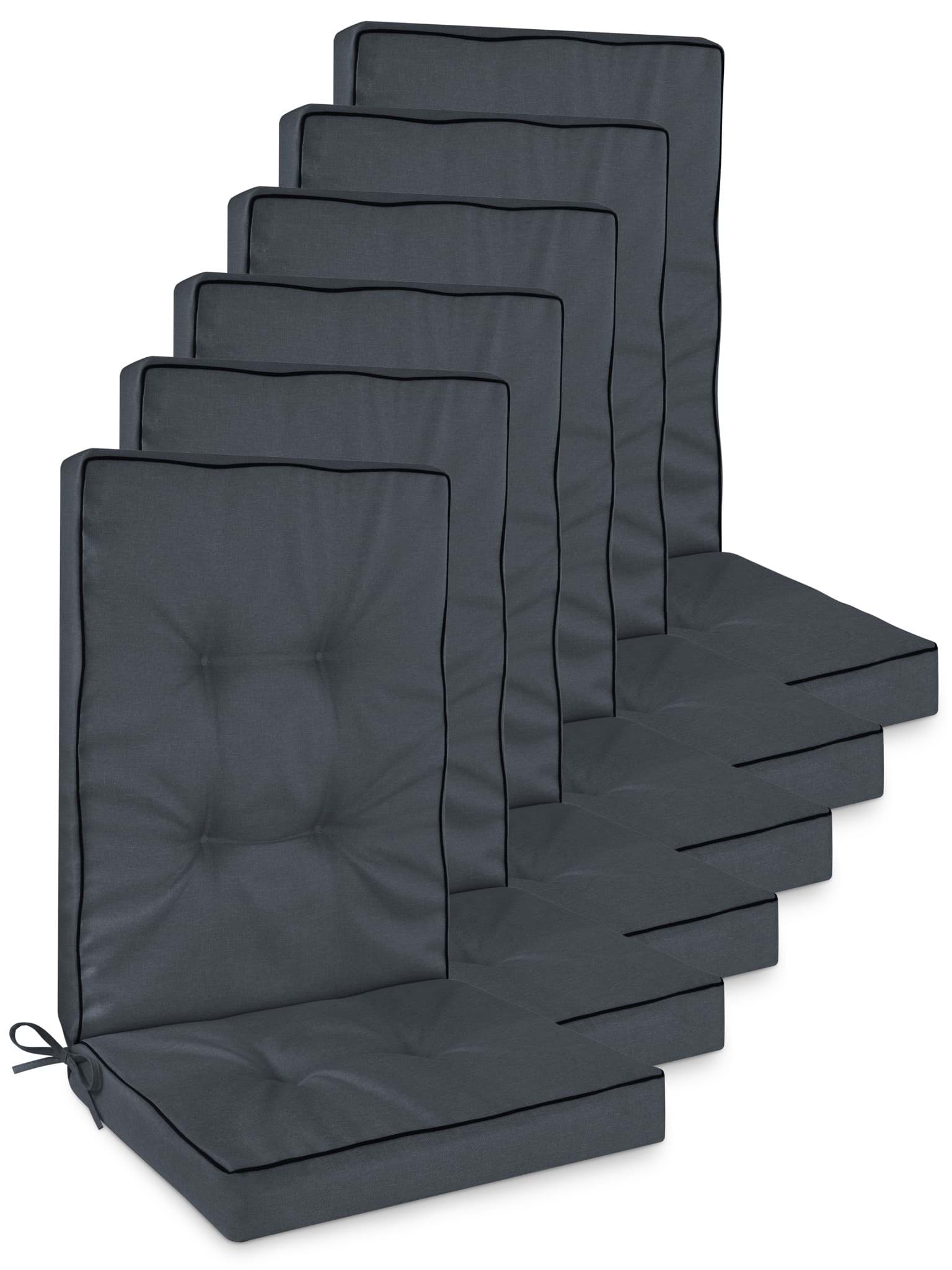 Bild von 6 Hochlehner Stuhlauflagen „Alicante“ Dunkelgrau