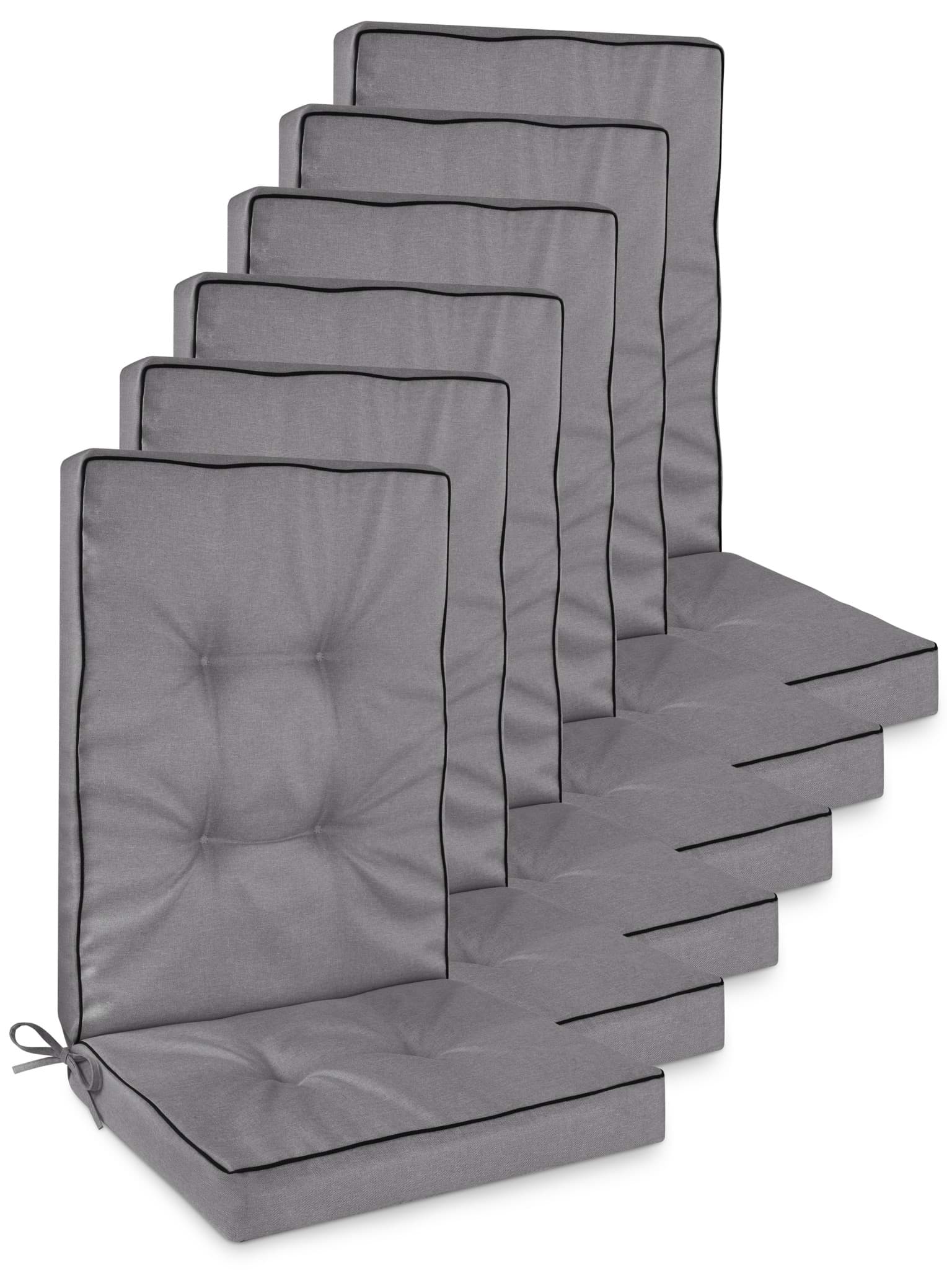 Bild von 6 Hochlehner Stuhlauflagen „Alicante“ Hellgrau