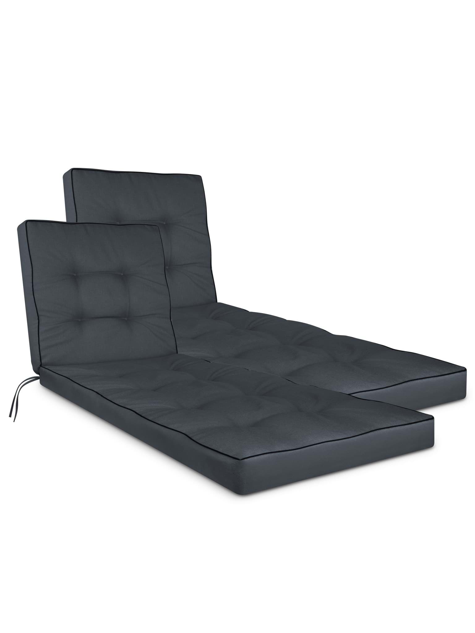 Bild von 2 Premium Garten-Liegenauflagen „Saragossa“ Dunkelgrau