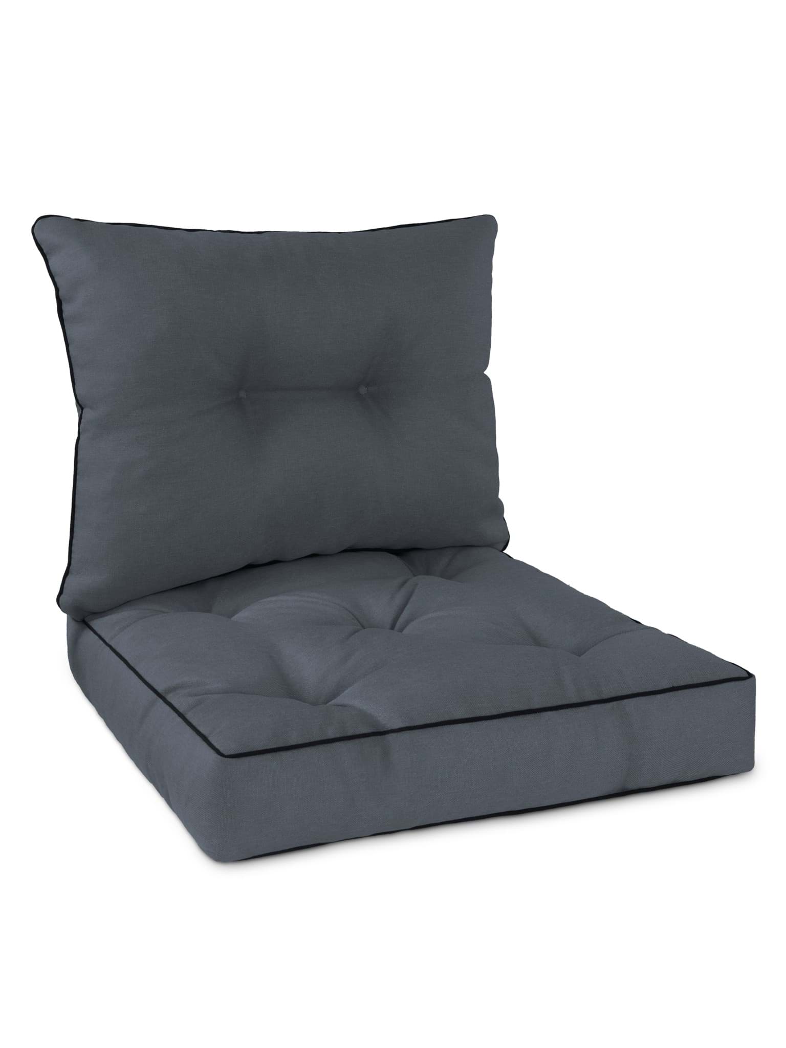 Bild von Set Stuhl- und Rückenkissen 50x50 cm & 50x40 cm Dunkelgrau