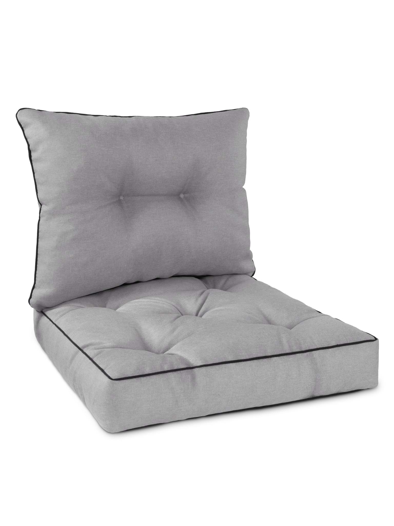 Bild von Set Stuhl- und Rückenkissen 50x50 cm & 50x40 cm Hellgrau