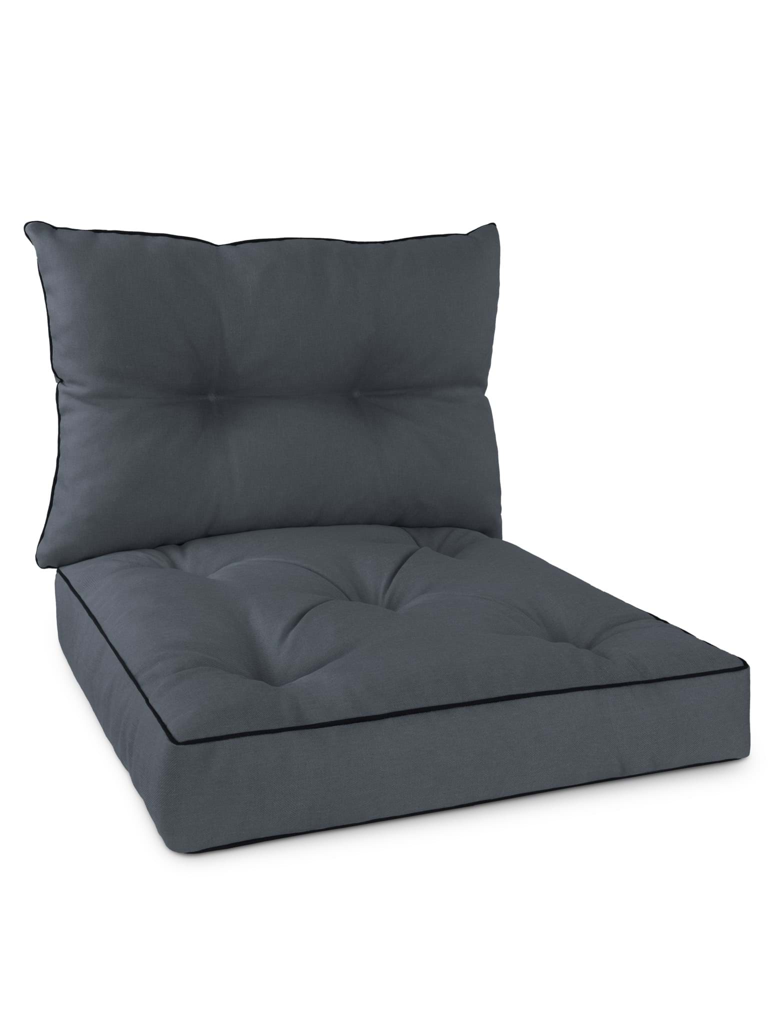 Bild von Set Stuhl- und Rückenkissen 58x58 cm & 58x40 cm Dunkelgrau