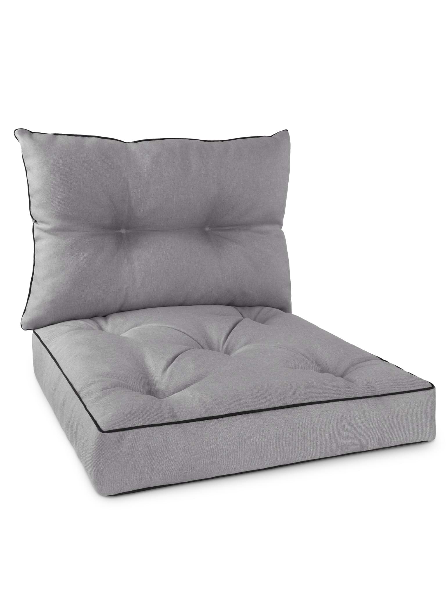 Bild von Set Stuhl- und Rückenkissen 58x58 cm & 58x40 cm Hellgrau