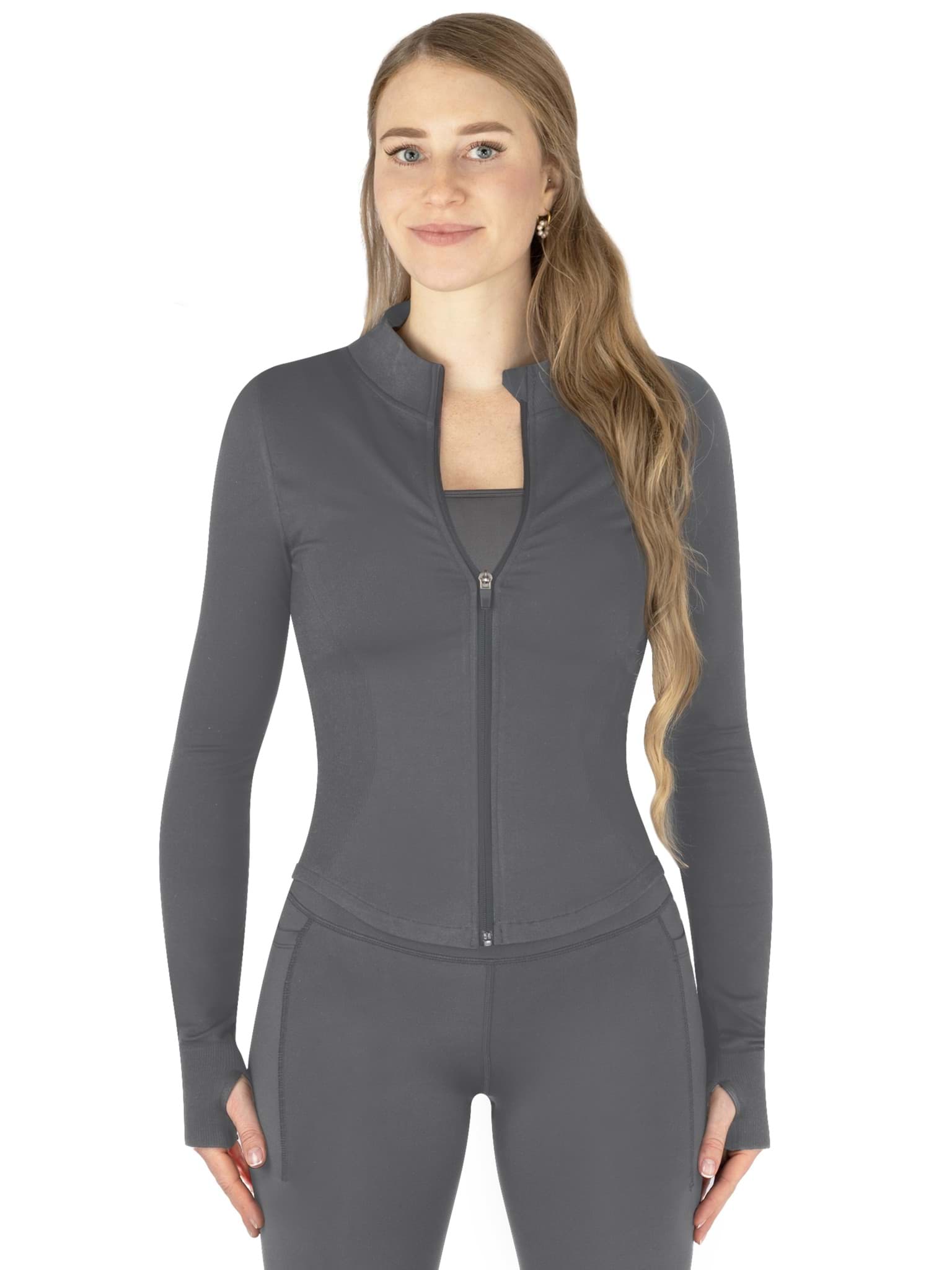 Bild von Damen Shaping Zipper Jacke Trainingsjacke Anthrazit
