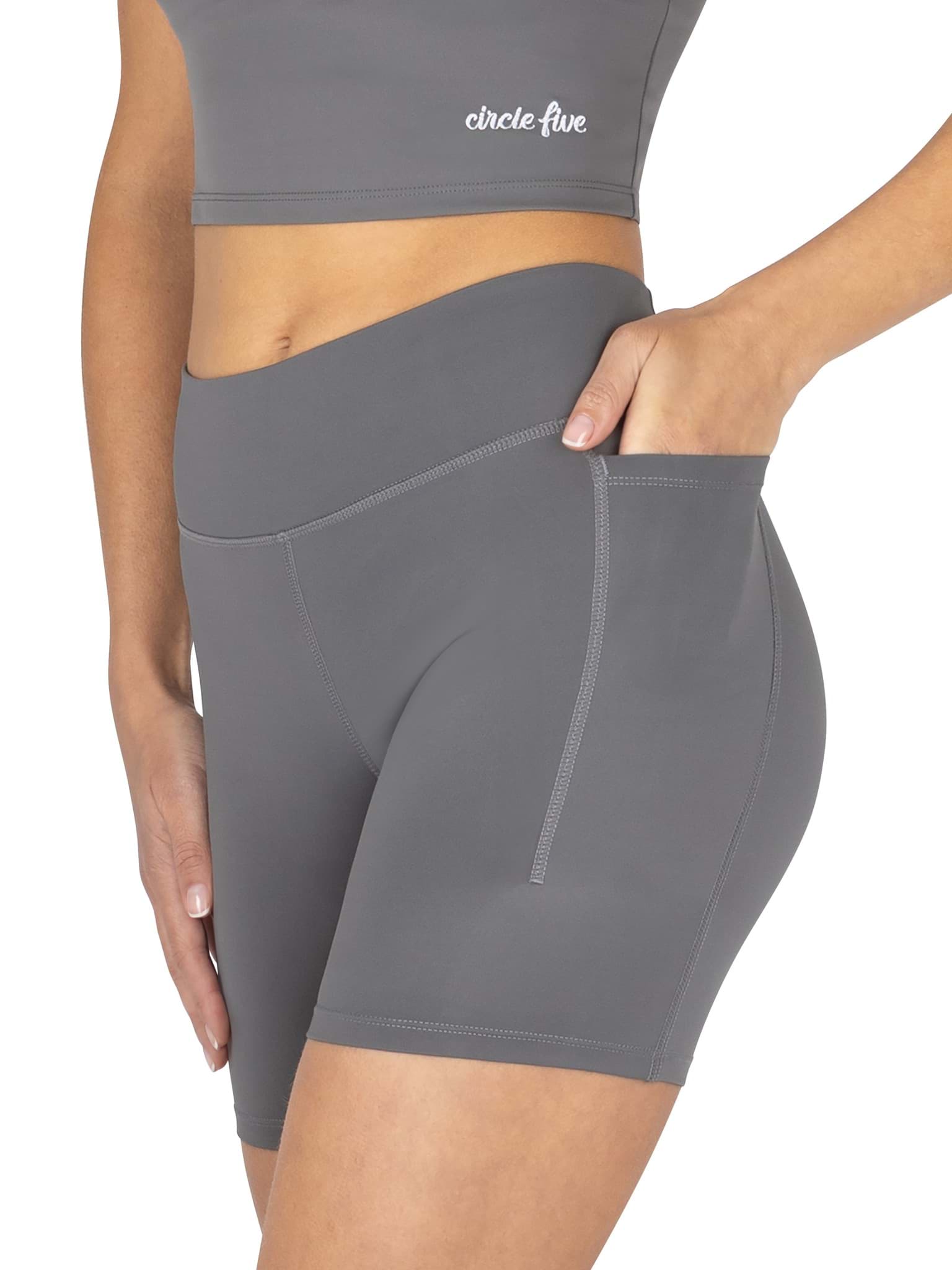 Bild von High Waist Sport Shorts mit Taschen Radlershorts Anthrazit