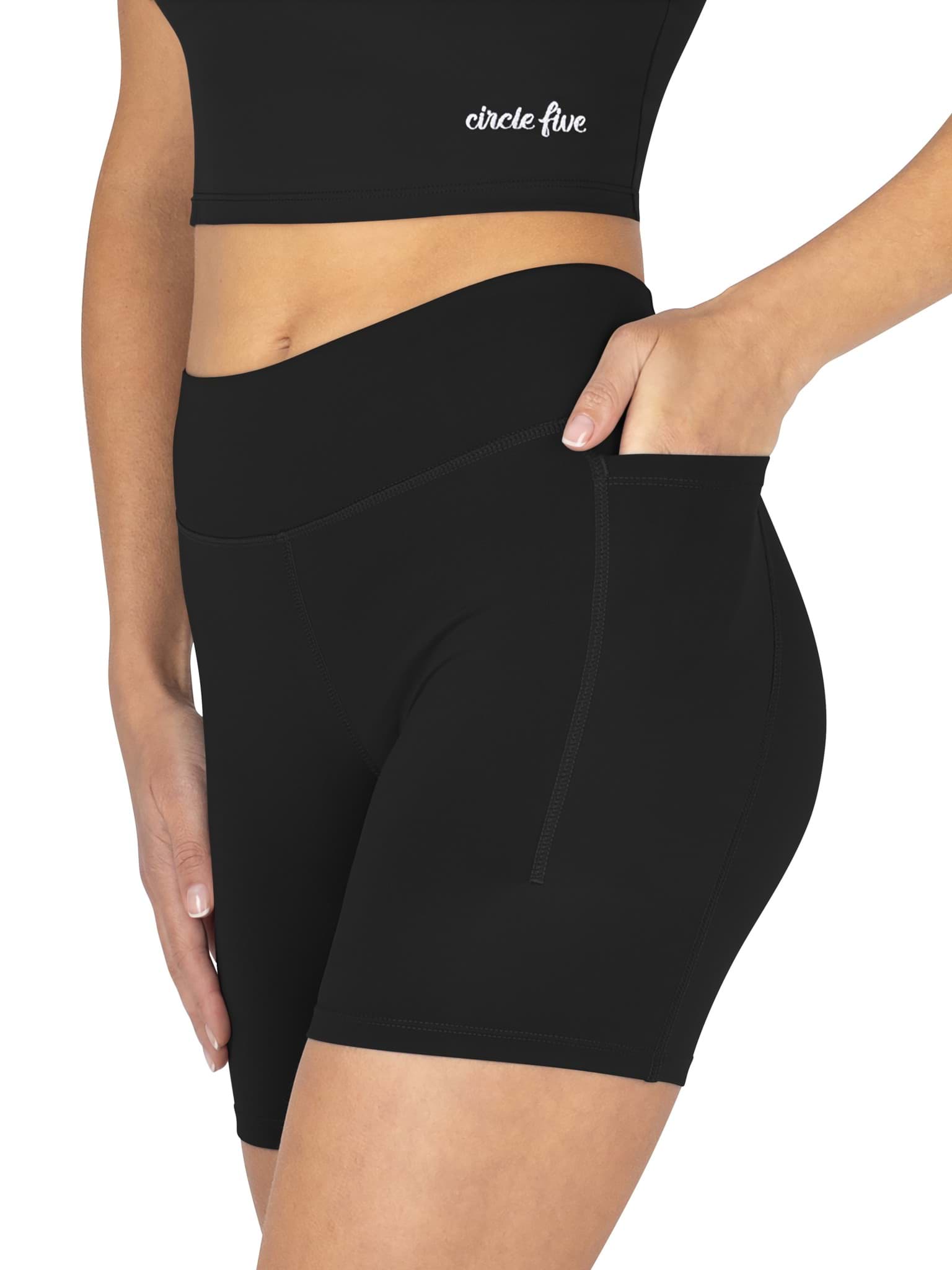 Bild von High Waist Sport Shorts mit Taschen Radlershorts Schwarz