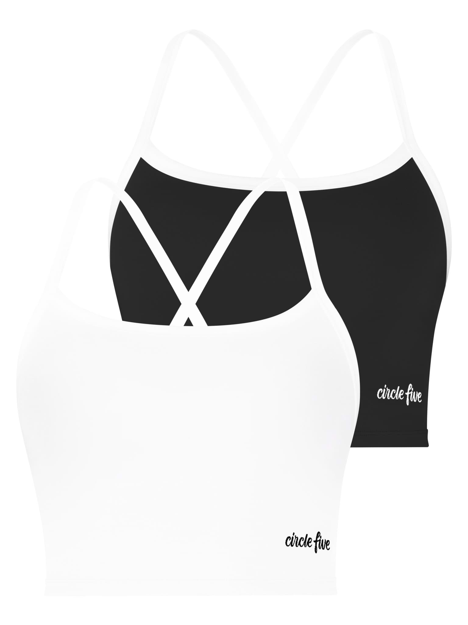 Bild von Sporttop Doppelpack (2× Sporttop mit integriertem BH und leichter Stützkraft) Schwarz/Weiß