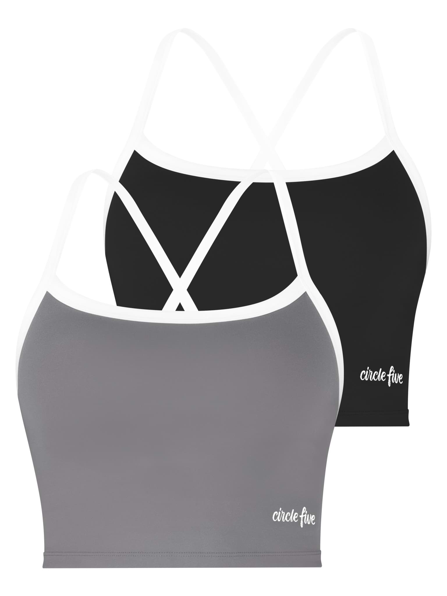 Bild von Sporttop Doppelpack (2× Sporttop mit integriertem BH und leichter Stützkraft) Schwarz/Anthrazit