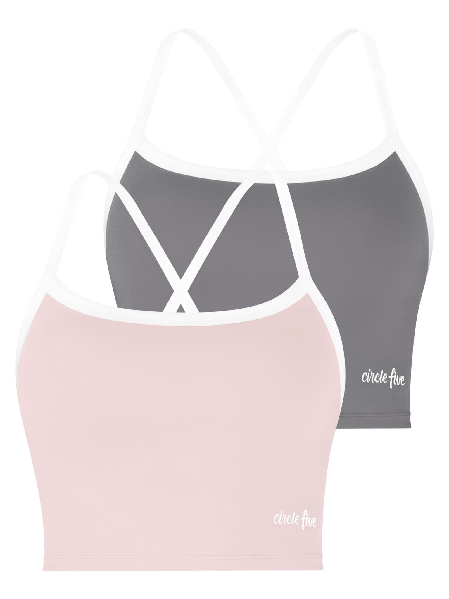 Bild von Sporttop Doppelpack (2× Sporttop mit integriertem BH und leichter Stützkraft) Anthrazit/Rosa