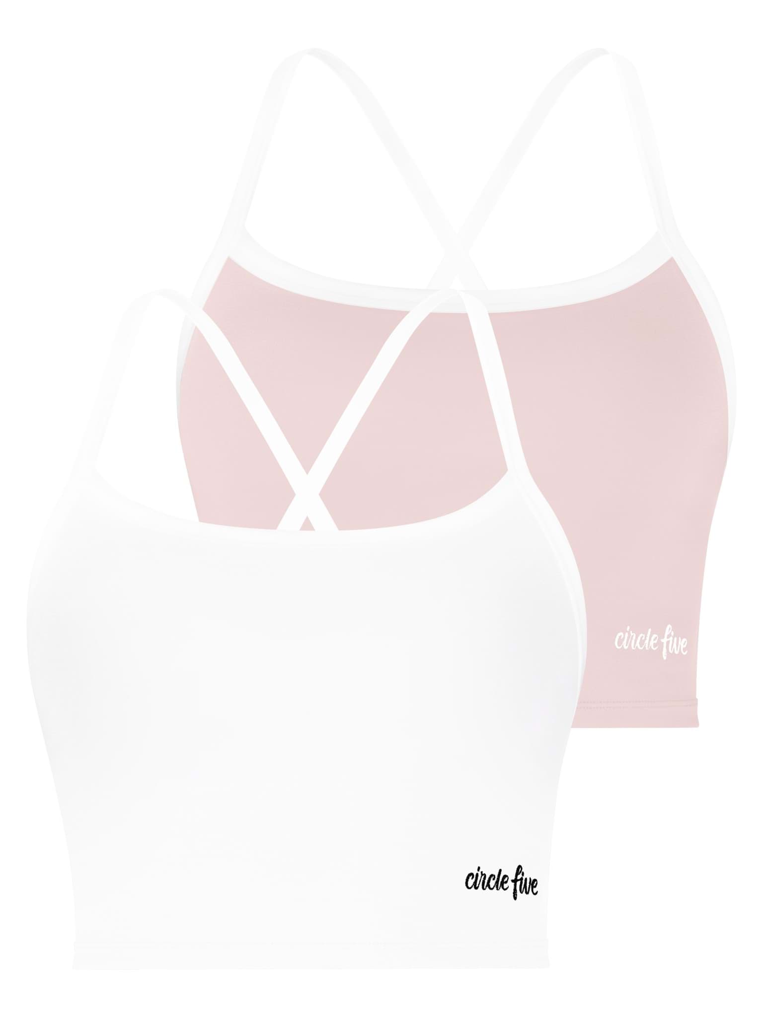 Bild von Sporttop Doppelpack (2× Sporttop mit integriertem BH und leichter Stützkraft) Weiß/Rosa