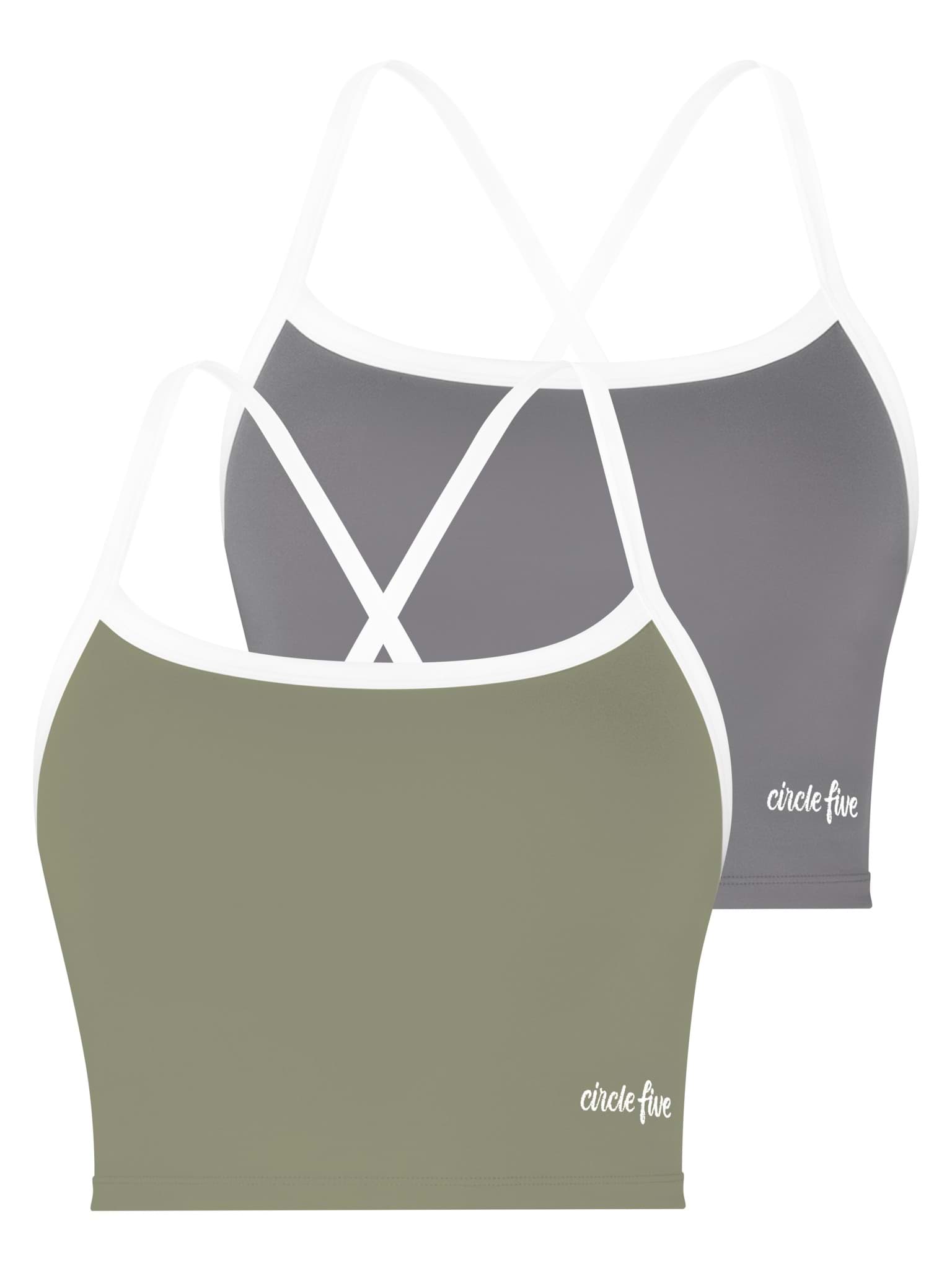 Bild von Sporttop Doppelpack (2× Sporttop mit integriertem BH und leichter Stützkraft) Anthrazit/Oliv