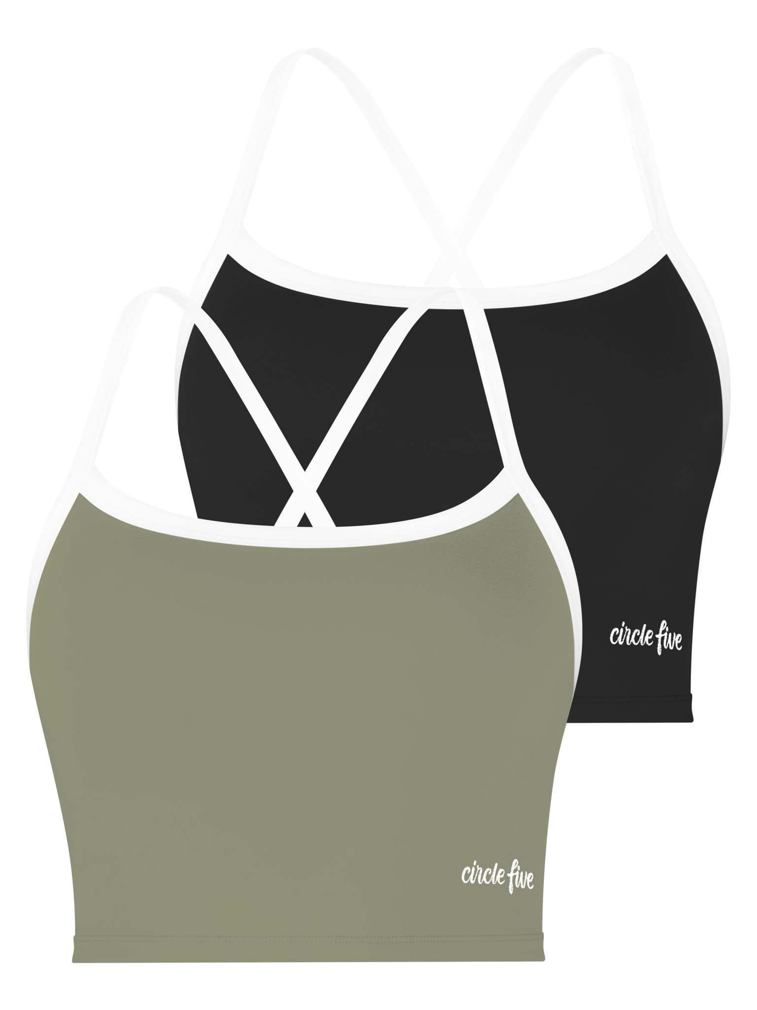 Bild von Sporttop Doppelpack (2× Sporttop mit integriertem BH und leichter Stützkraft) Schwarz/Oliv