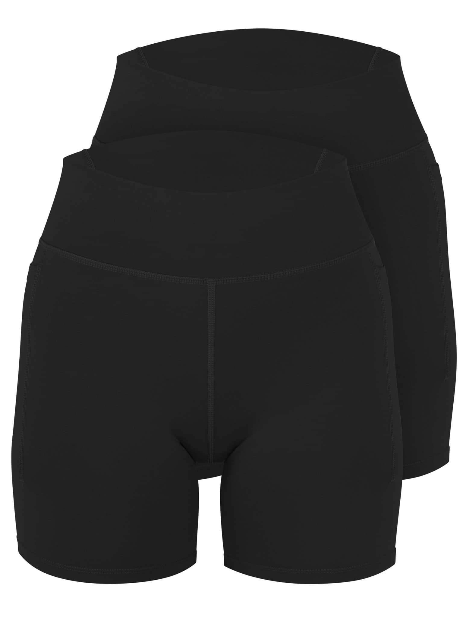 Bild von High Waist Sport Shorts Doppelpack (2× Radlershorts mit Taschen) Schwarz