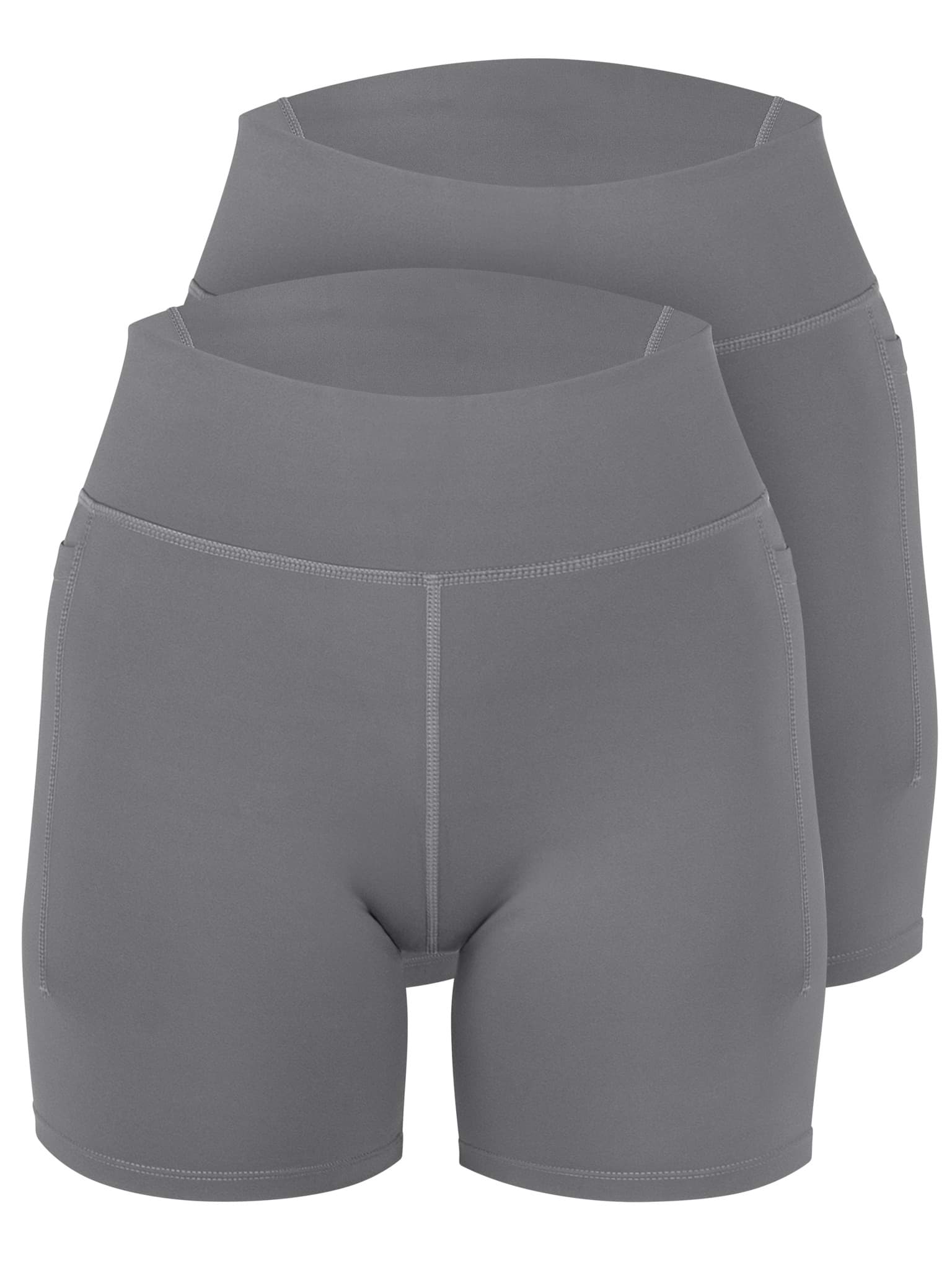 Bild von High Waist Sport Shorts Doppelpack (2× Radlershorts mit Taschen) Anthrazit