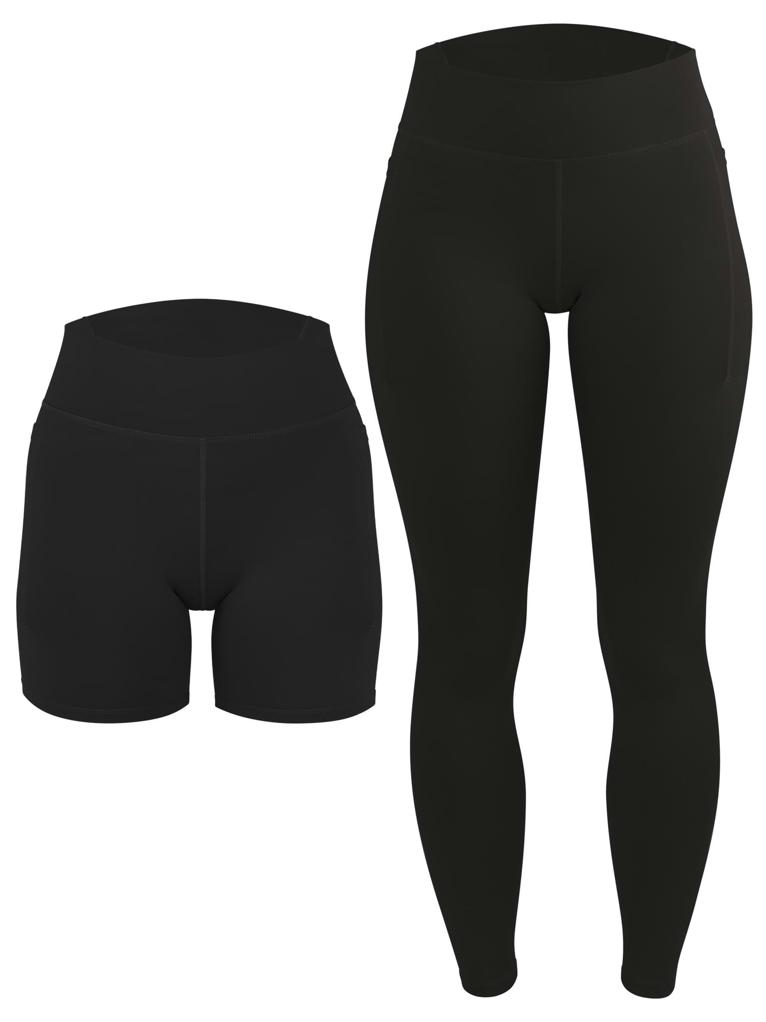 Bild von High Waist Sport Set (Radlershorts und Leggings mit Taschen) Schwarz