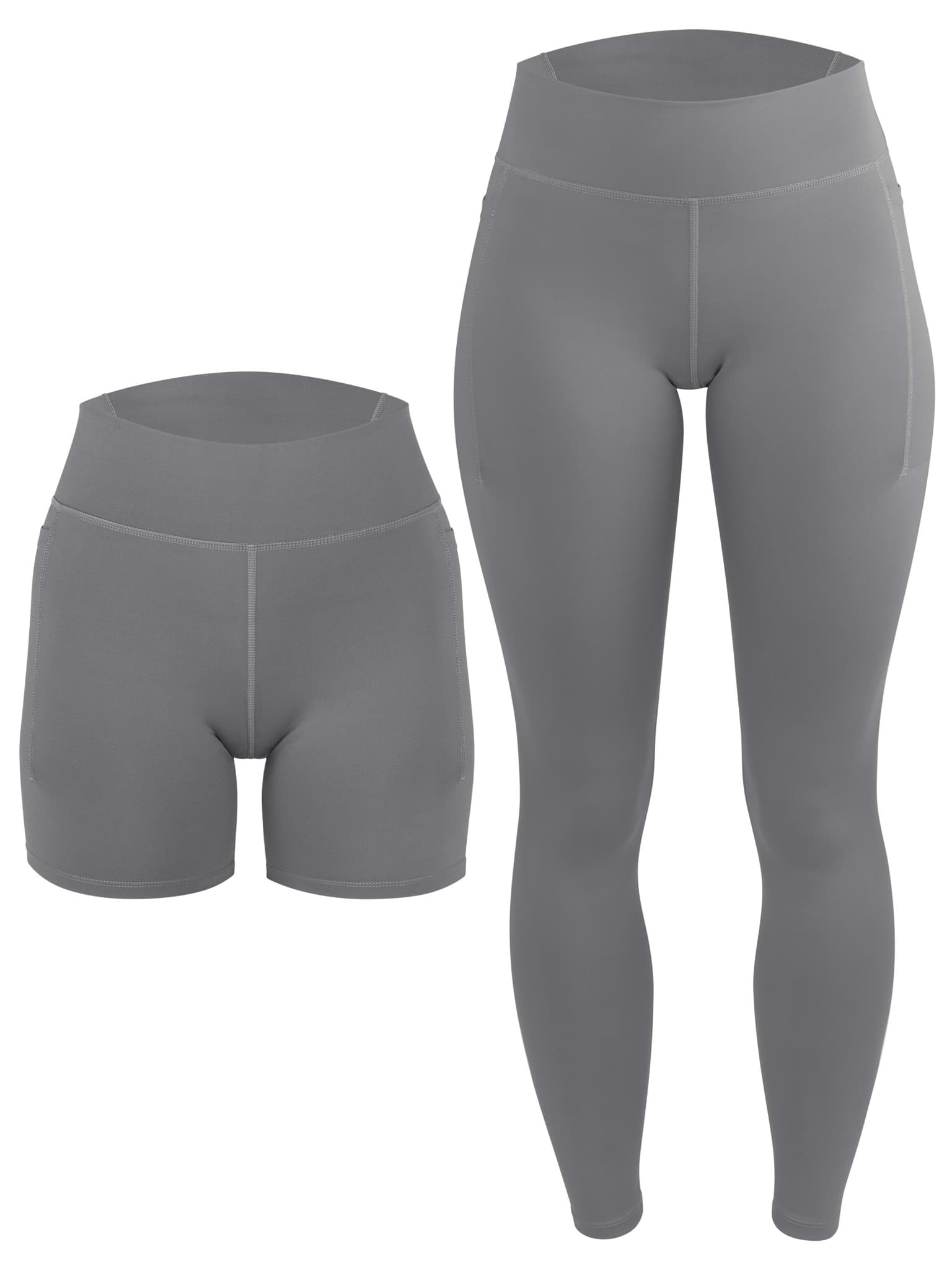 Bild von High Waist Sport Set (Radlershorts und Leggings mit Taschen) Anthrazit
