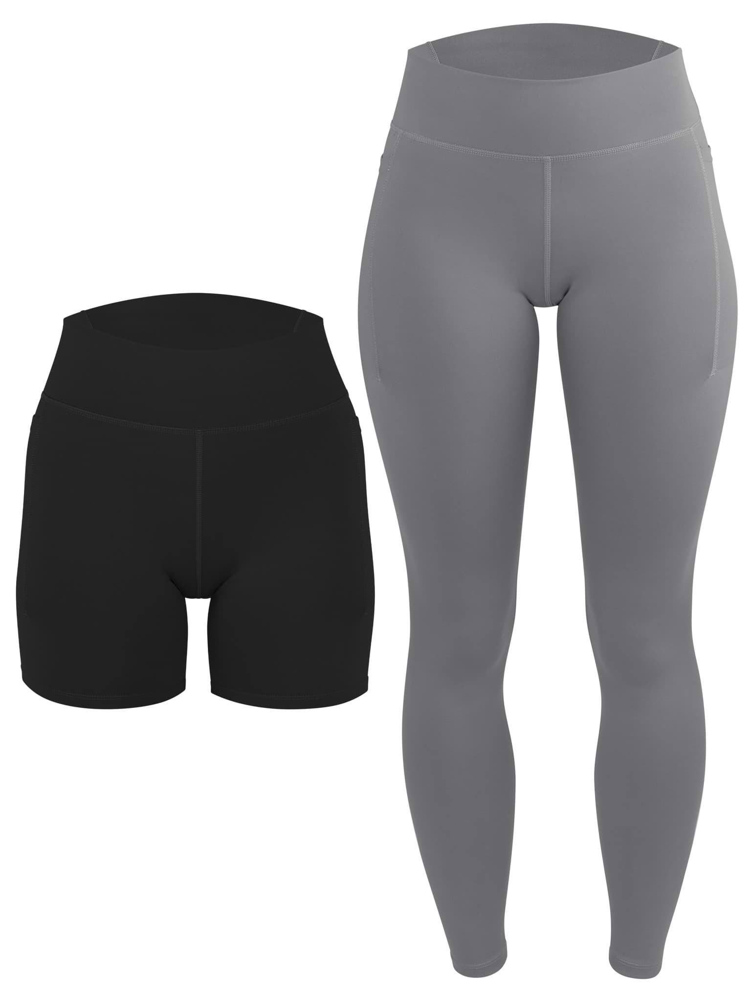Bild von High Waist Sport Set (Radlershorts und Leggings mit Taschen) Schwarz/Anthrazit