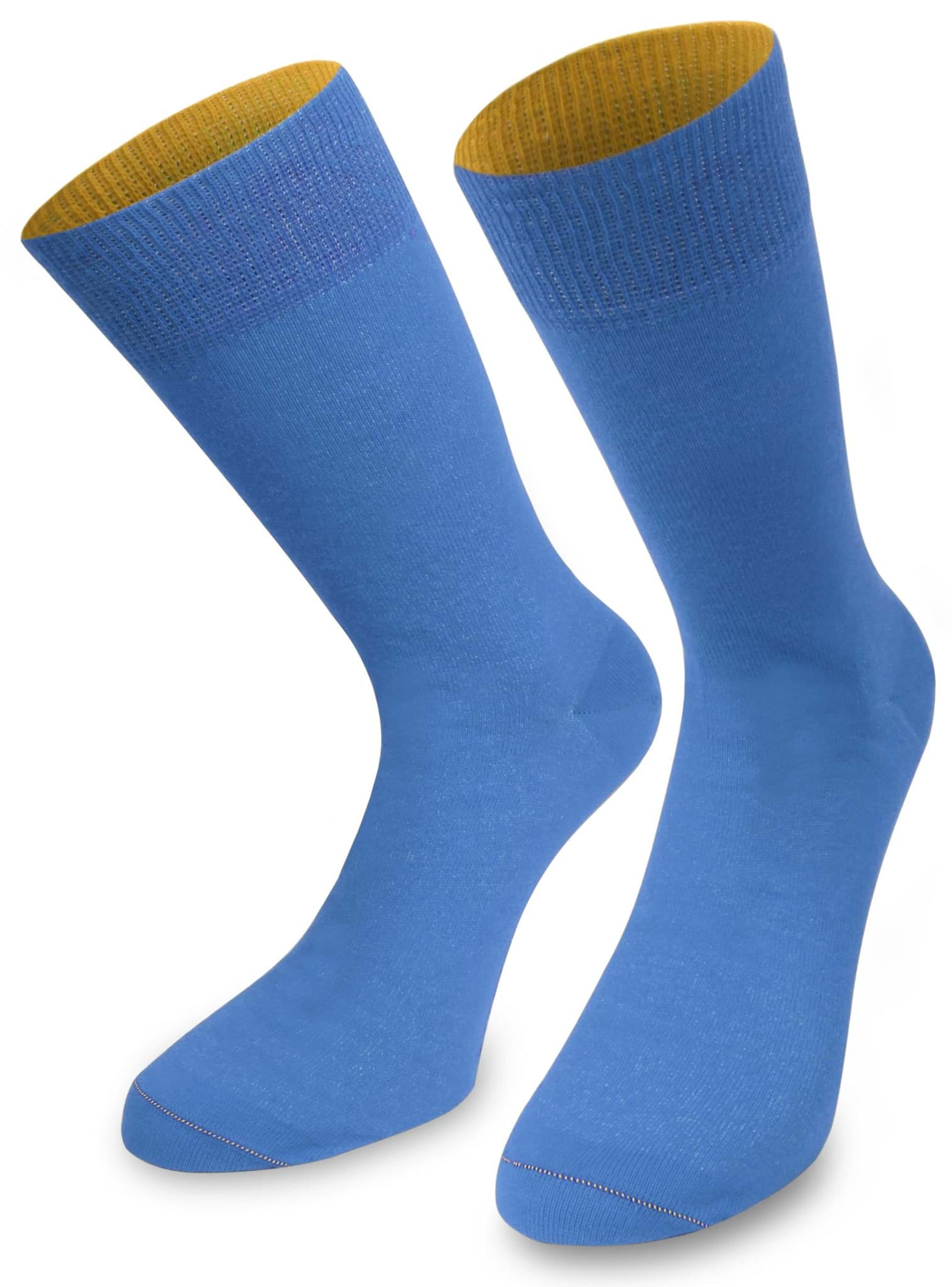 Bild von 1 Paar Socken „Bi-Color“ mit farbig abgesetztem Bund Himmelblau/Aprikose