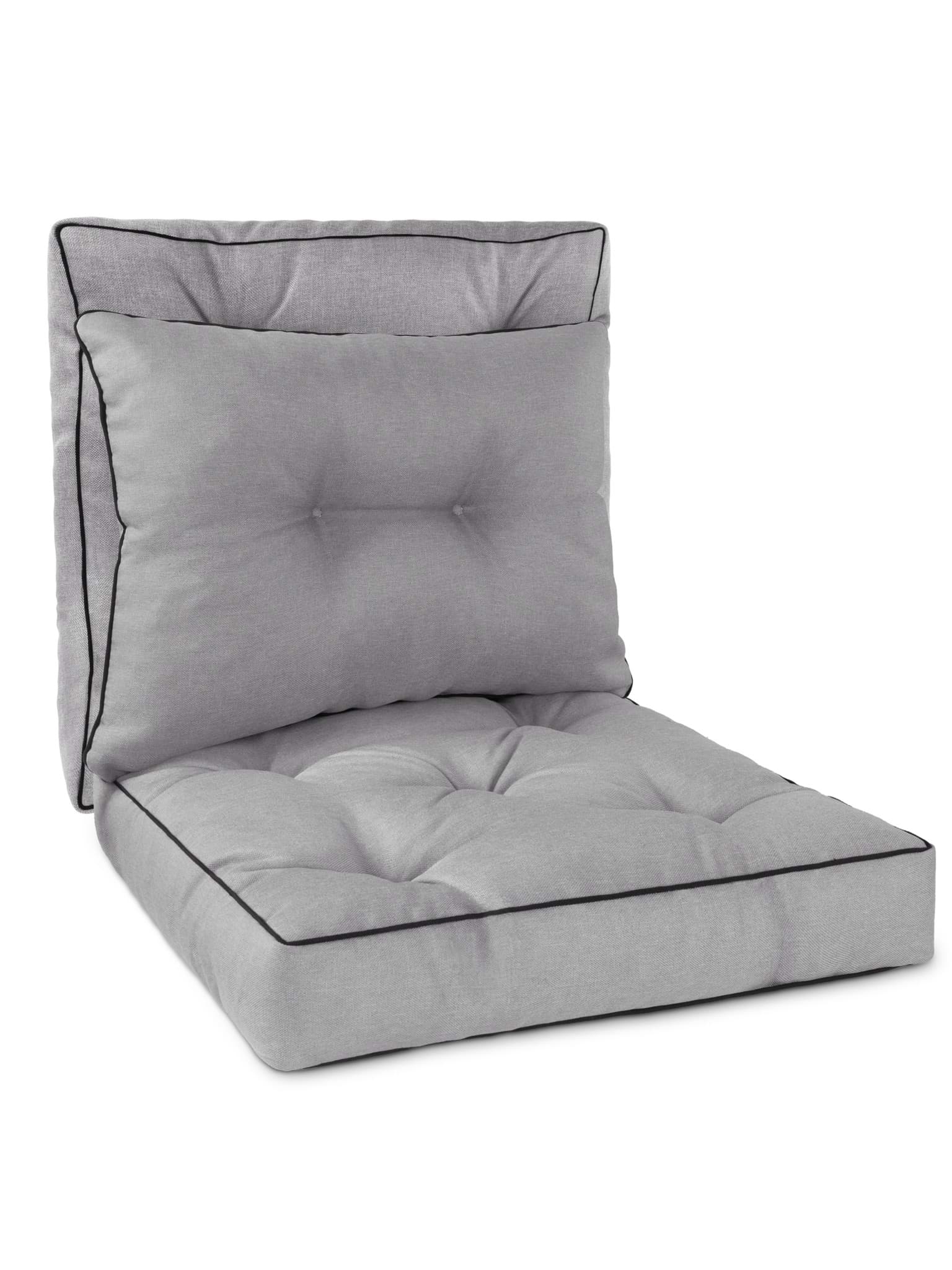 Bild von Auflagen Set 2 Sitzkissen und 1 Rückenkissen „Valetta und Verdun“ Hellgrau