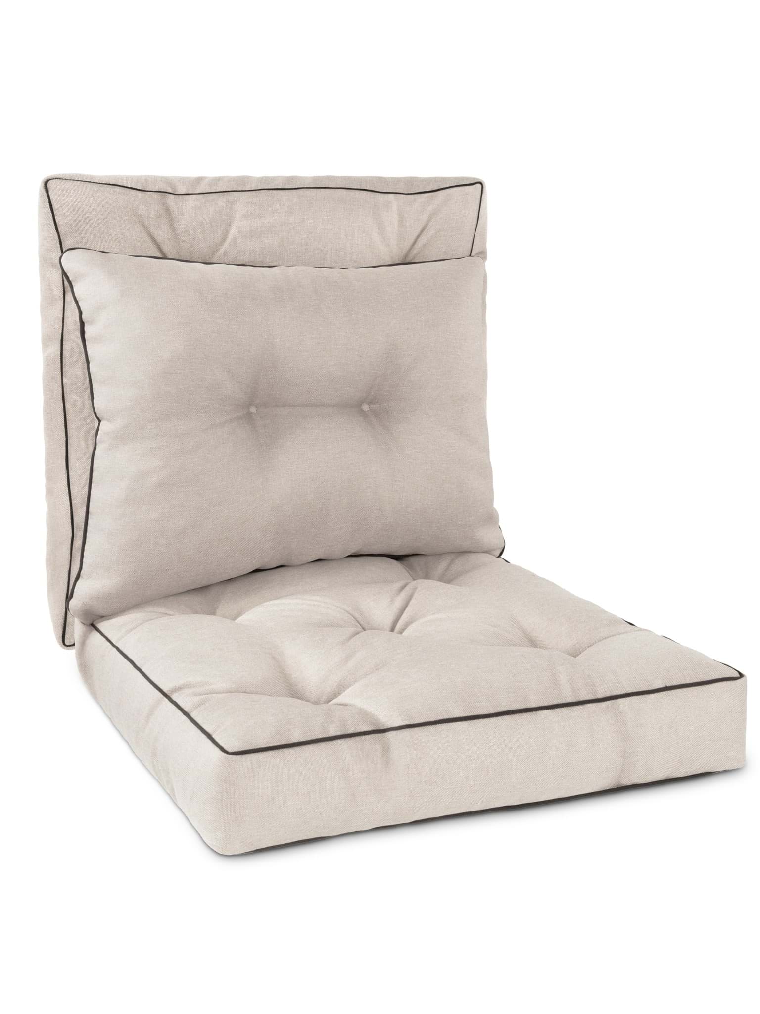 Bild von Auflagen Set 2 Sitzkissen und 1 Rückenkissen „Valetta und Verdun“ Beige