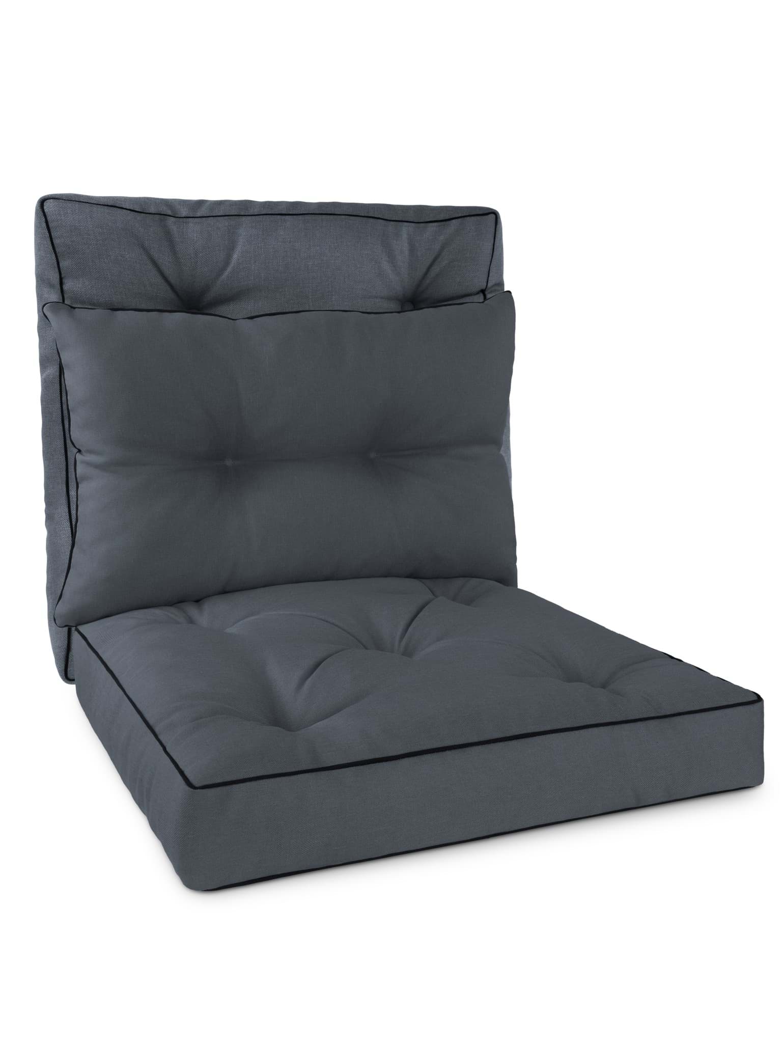 Bild von Auflagen Set 2 Sitzkissen und 1 Rückenkissen „Cartagena und Cordoba“ Dunkelgrau