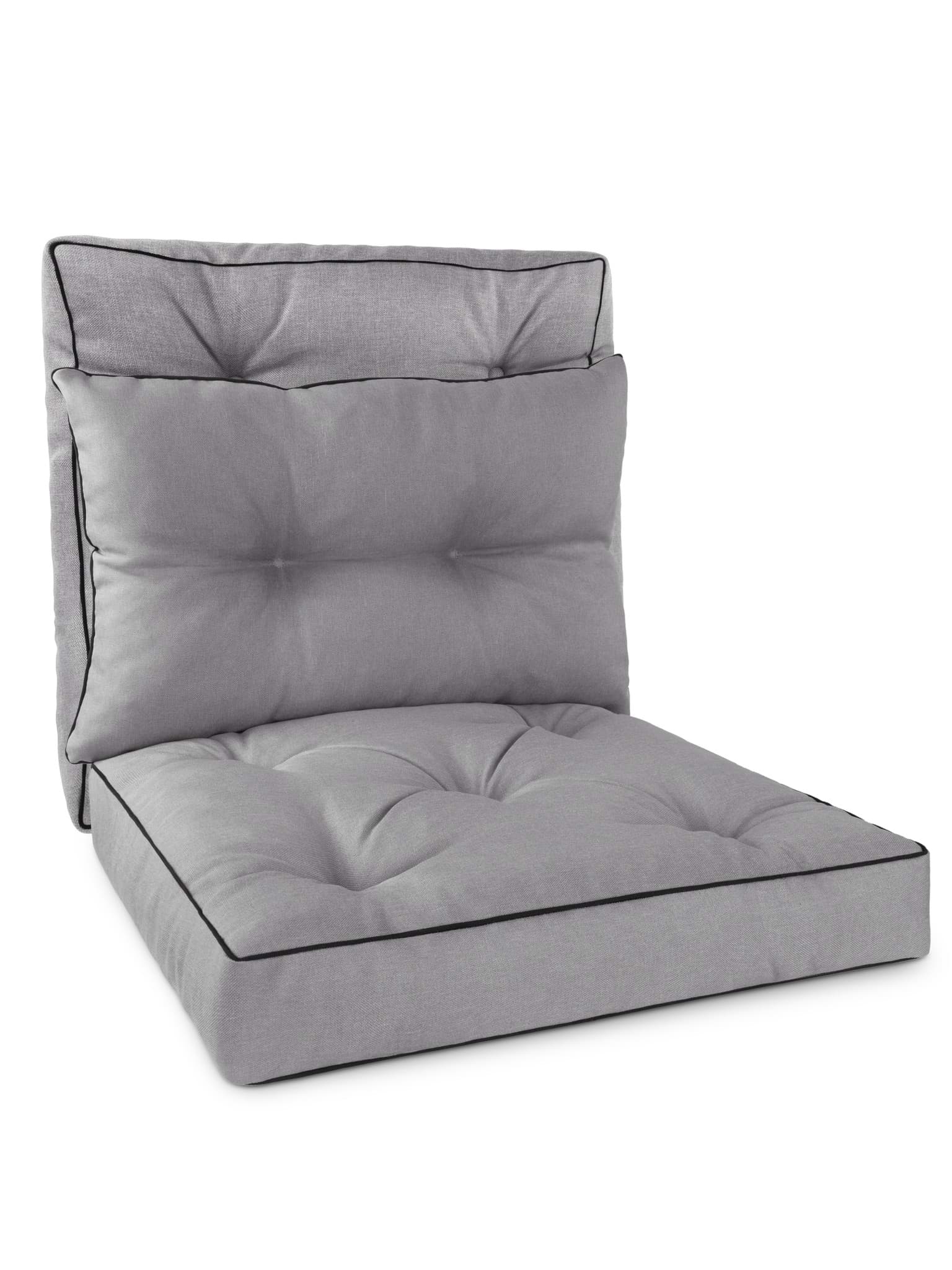 Bild von Auflagen Set 2 Sitzkissen und 1 Rückenkissen „Cartagena und Cordoba“ Hellgrau