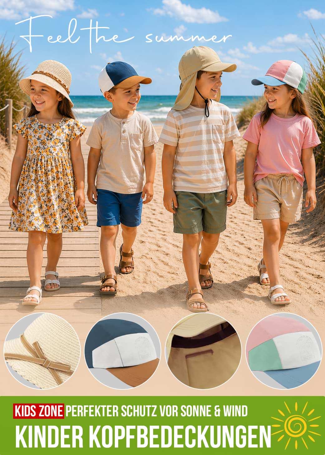 Kinder Sommer Kopfbedeckung