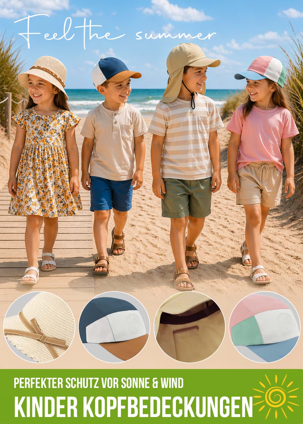 Kinder Sommer Kopfbedeckung