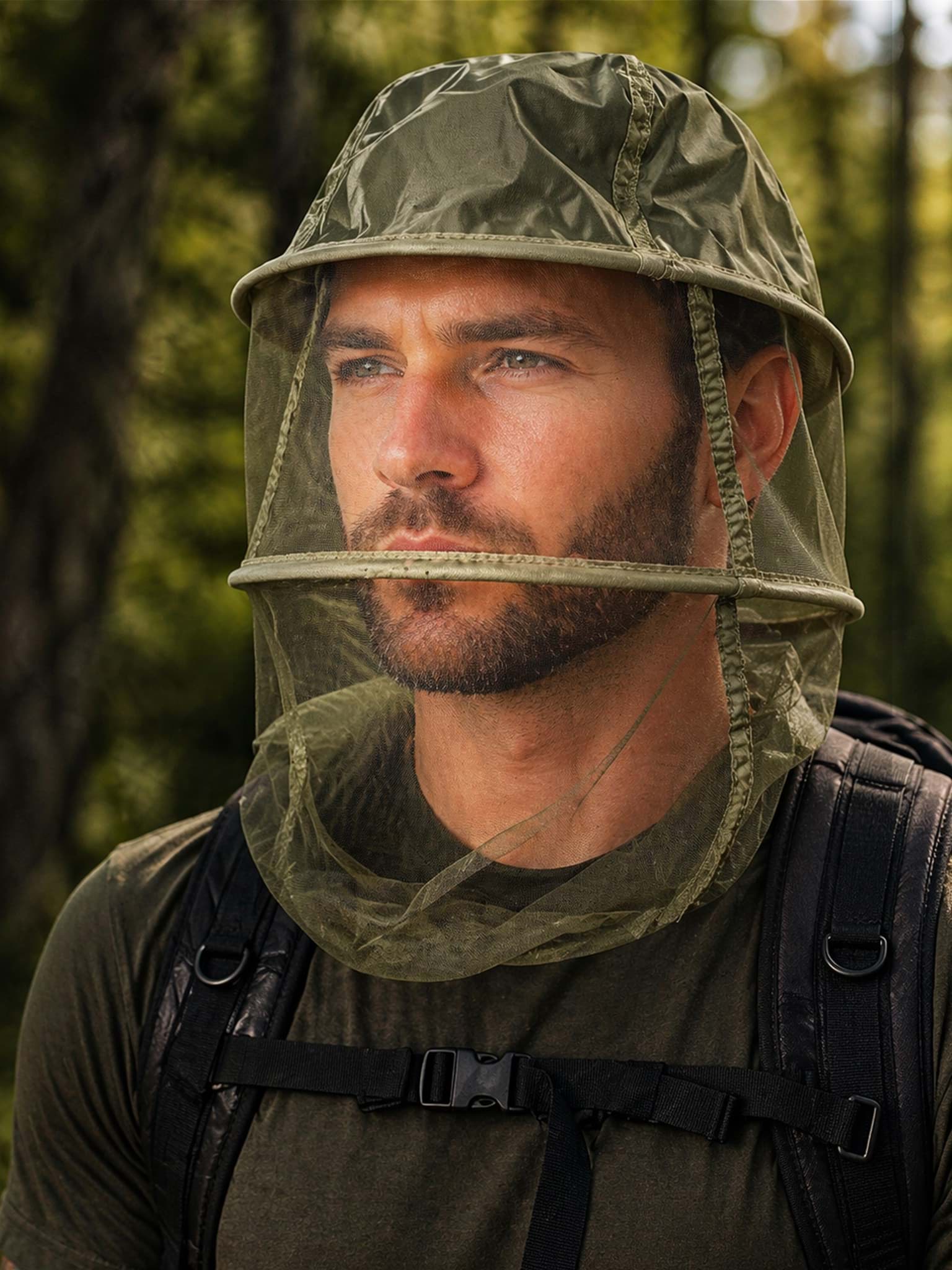 Bild von Moskitokopfnetz mit Metallring „Mozzie“ Oliv