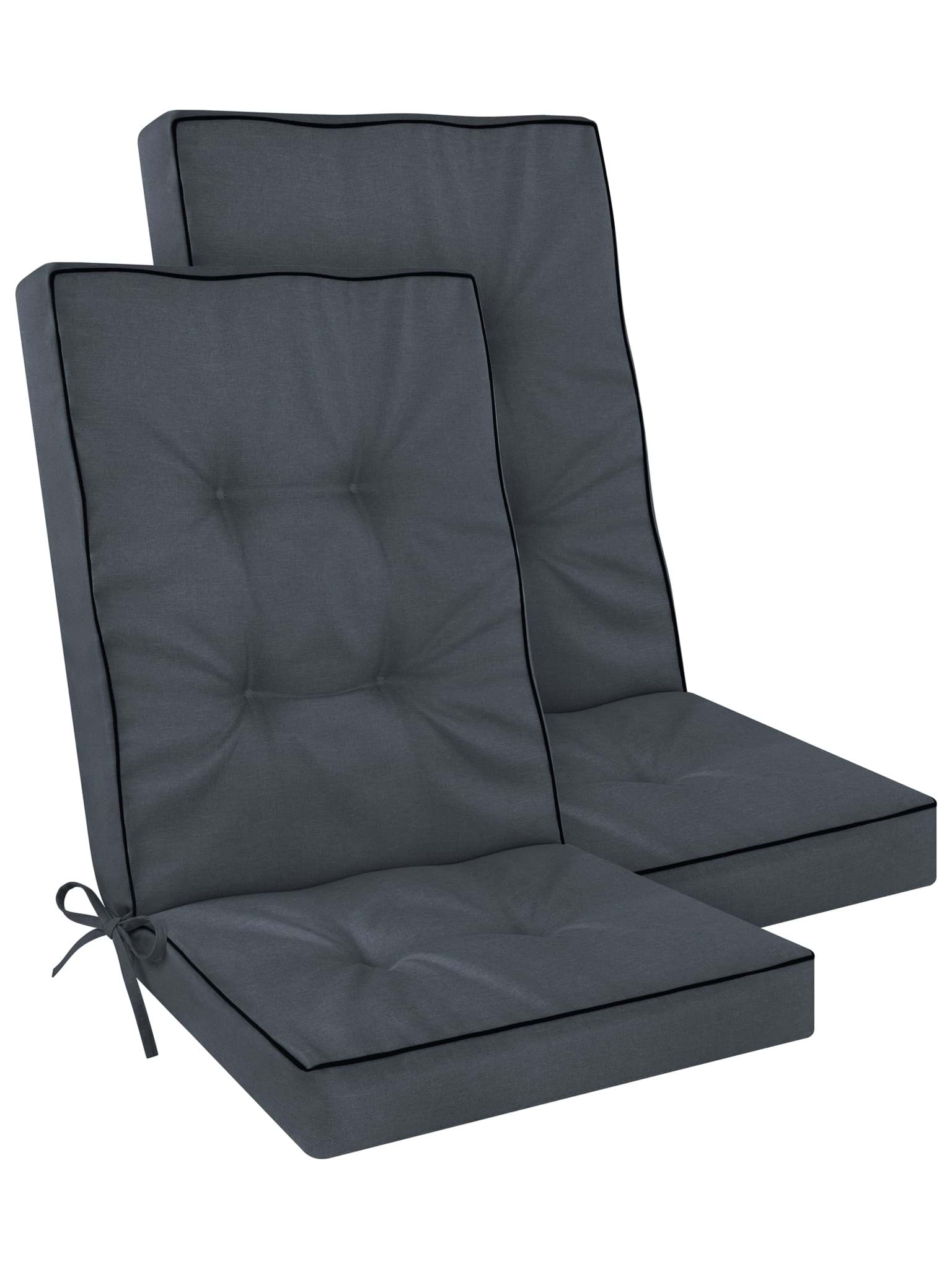 Bild von 2 Hochlehner Stuhlauflagen „Alicante“ Dunkelgrau