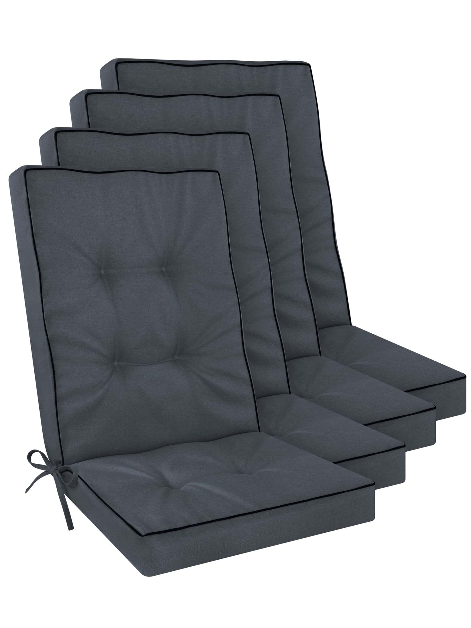 Bild von 4 Hochlehner Stuhlauflagen „Alicante“ Dunkelgrau