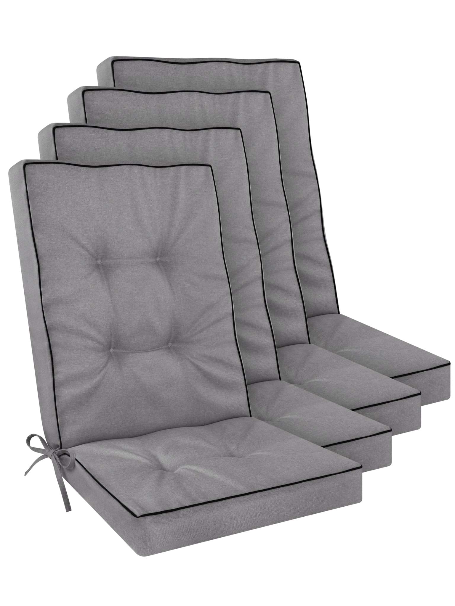 Bild von 4 Hochlehner Stuhlauflagen „Alicante“ Hellgrau