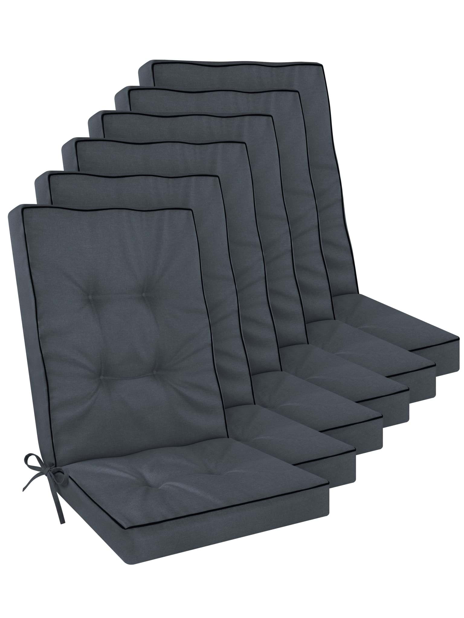 Bild von 6 Hochlehner Stuhlauflagen „Alicante“ Dunkelgrau