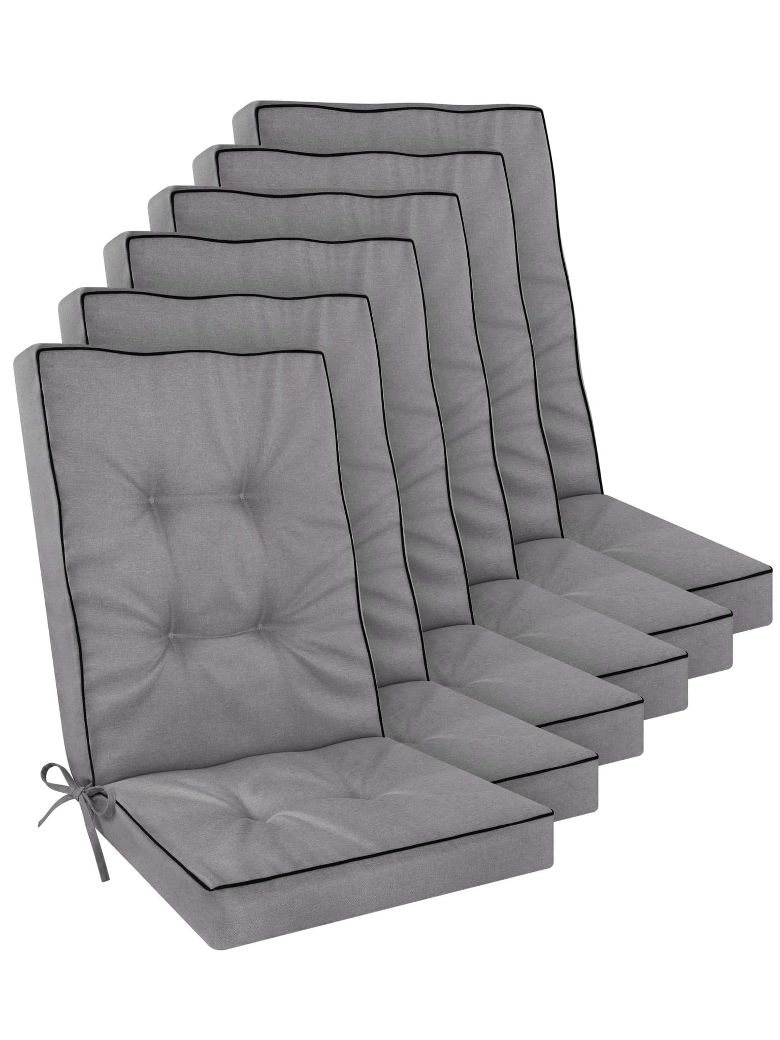 Bild von 6 Hochlehner Stuhlauflagen „Alicante“ Hellgrau