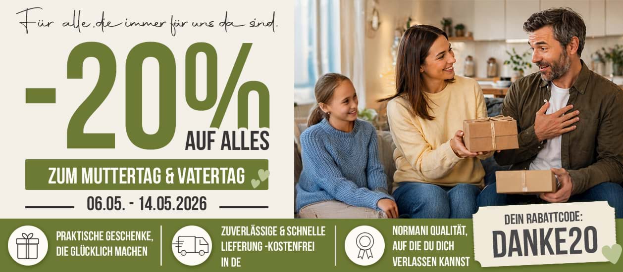 -20% Osterrabatt auf Alles bei normani.de. Last Minute Ostergeschenke. Lieferzeit 1-2 Werktage.