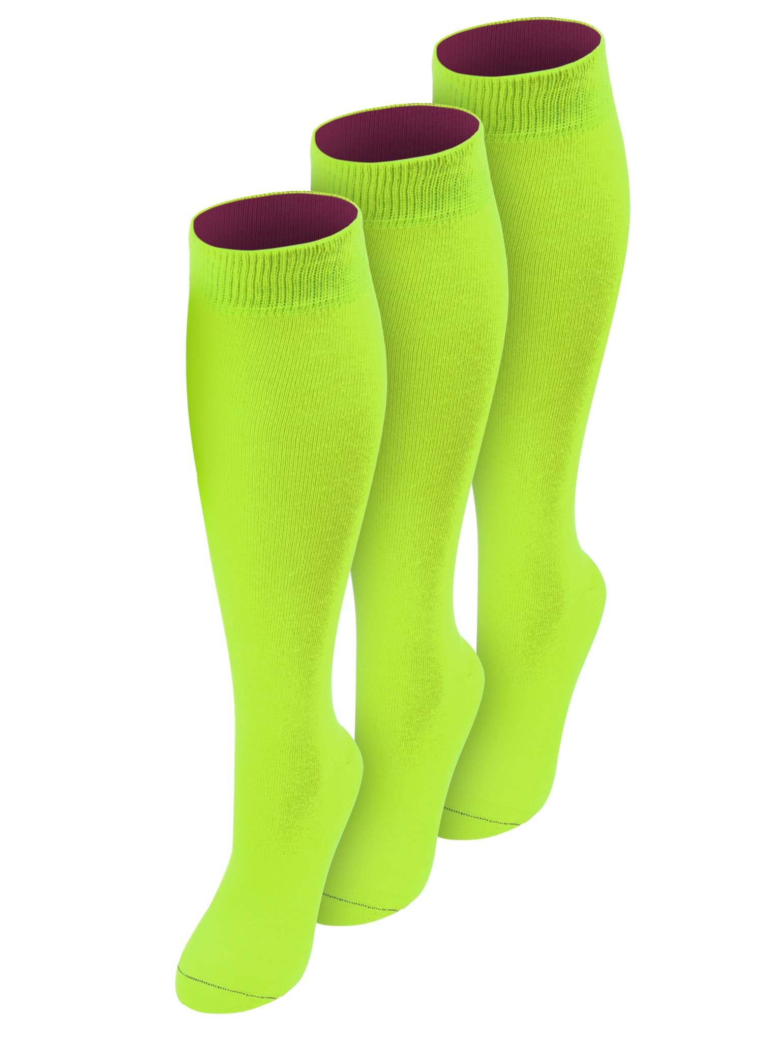 Bild von 3 Paar Kniestrümpfe mit farbig abgesetztem Bund Bi-Color Limette/Beere