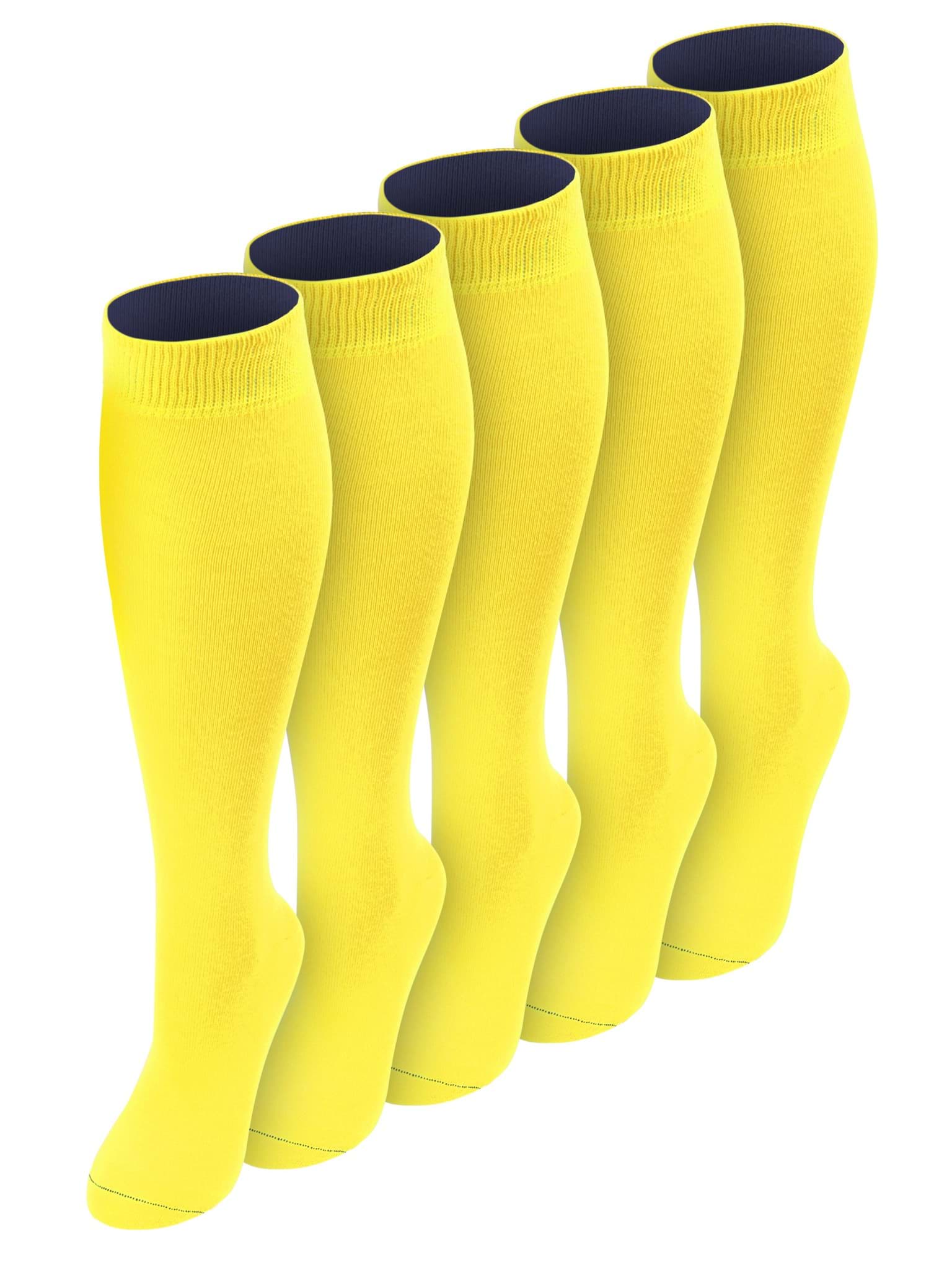 Bild von 5 Paar Kniestrümpfe mit farbig abgesetztem Bund Bi-Color Gelb/Marine
