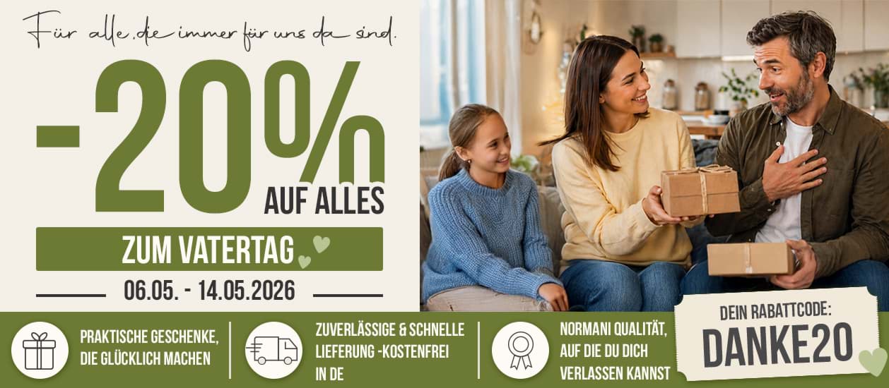 -20% Rabatt auf ALLES bei normani.de. Last Minute Geschenke für Vatertag. Lieferzeit 1-2 Werktage.