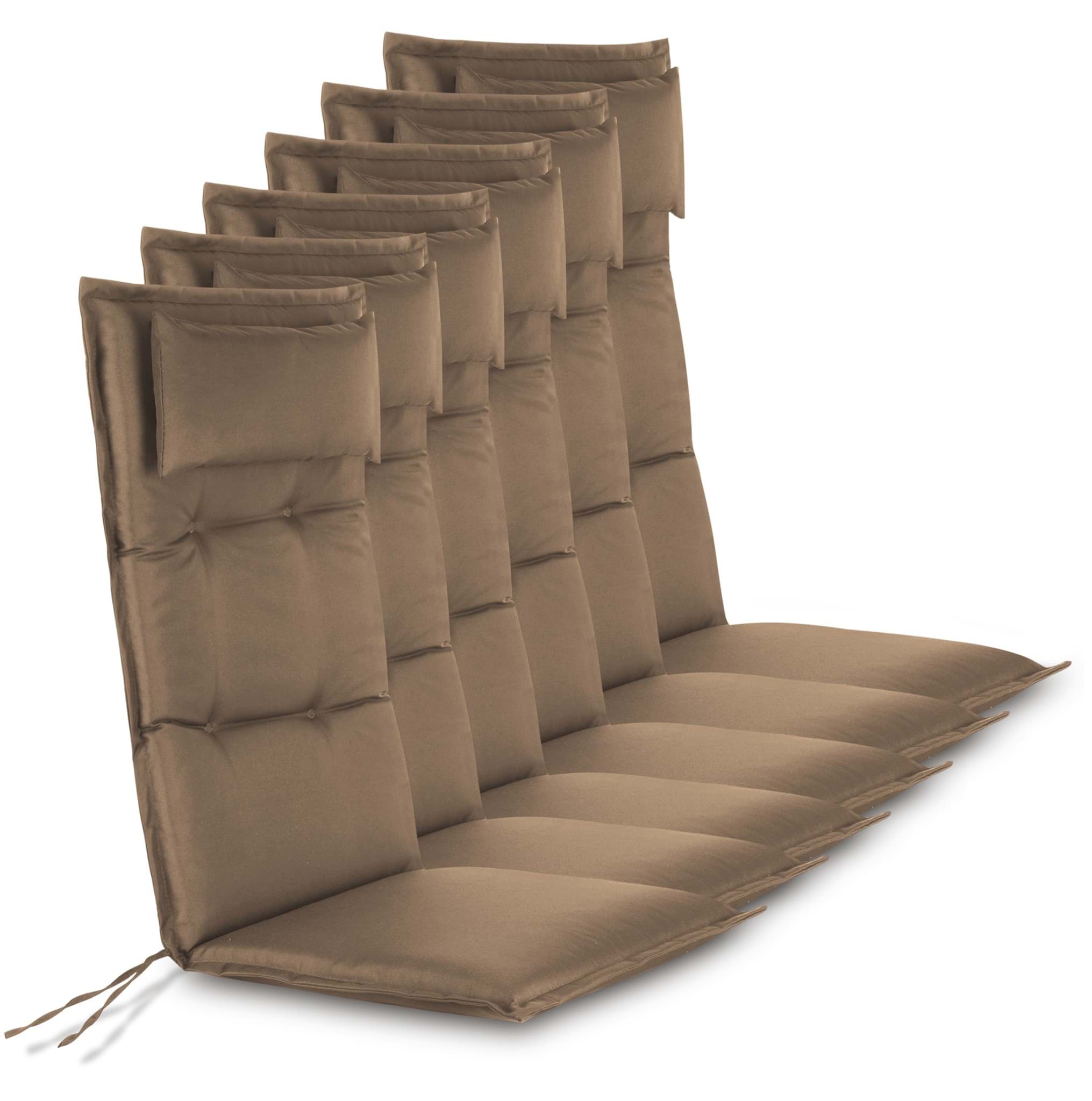 Bild von 6 Premium Hochlehner Stuhlauflagen Taupe