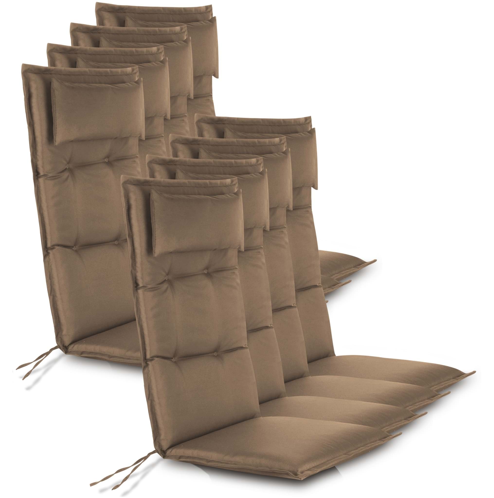 Bild von 8 wasserdichte Stuhlauflagen Hochlehner Sitzpolster Taupe