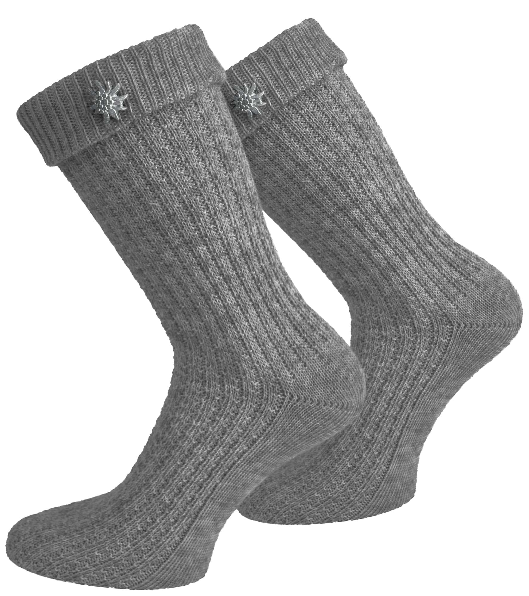 Bild von Trachtensocken mit Edelweiß-Pin Grau